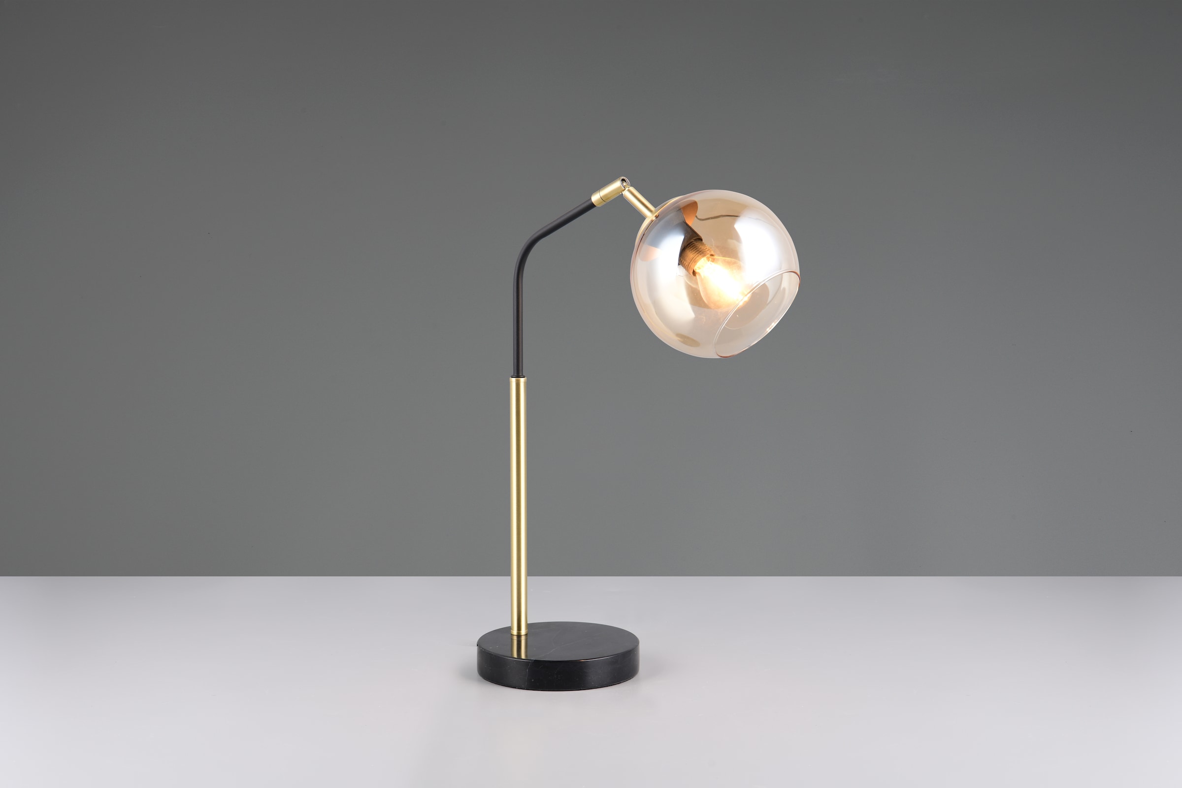 TRIO Leuchten Schreibtischlampe »PAXTON, exkl. 1x E14 max 10W, Leseleuchte Nachttischlampe«, 1 flammig, Leuchtmittel E14 | Leuchtmittel wechselbar, mit Glas Lampenschirm, Schnurschalter, Höhe 45 cm, Tiefe 28 cm