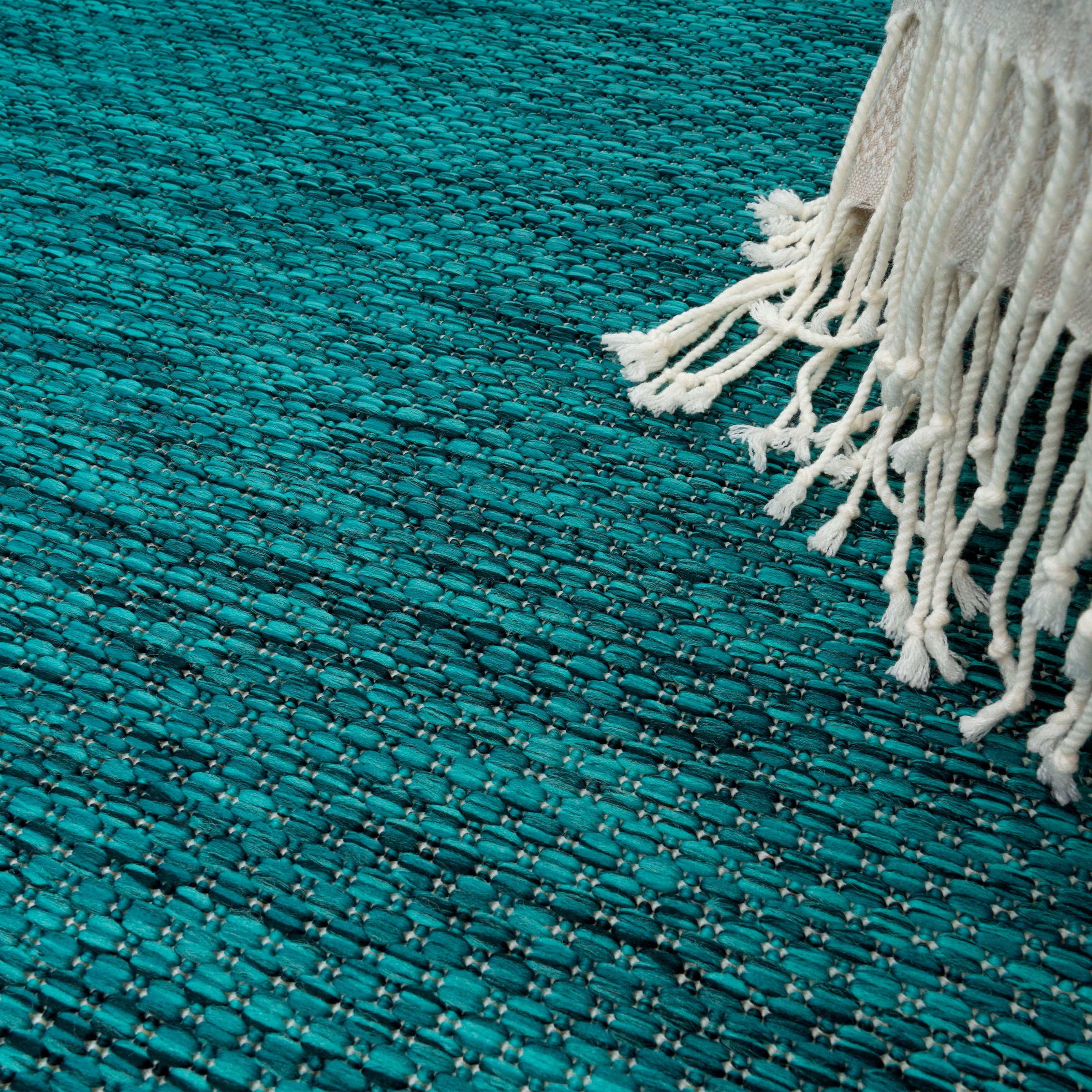 Paco Home Teppich »Roma 272«, rund, 4 mm Höhe, Flachgewebe, meliert, mit dezenter Bordüre, In- und Outdoor geeignet