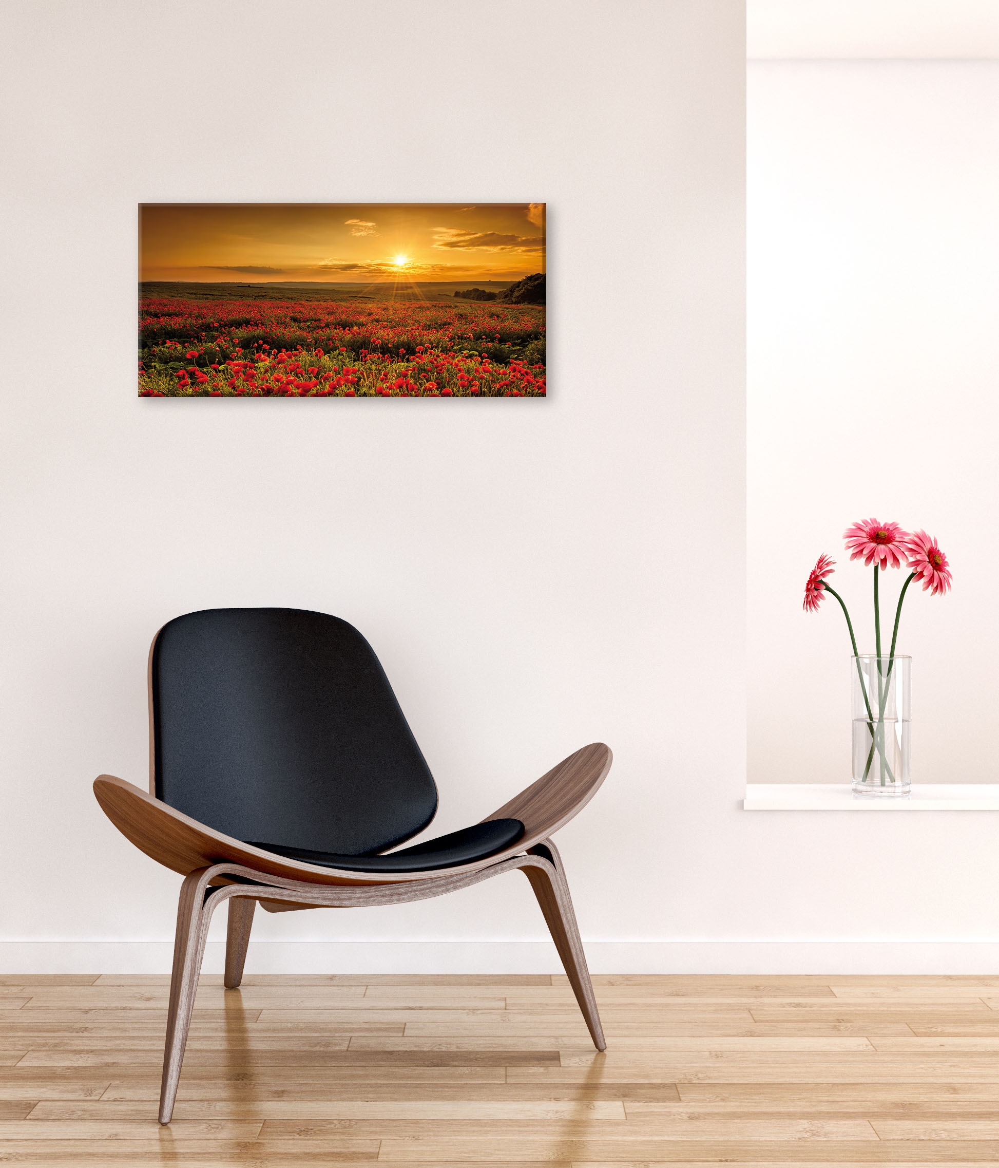 Bönninghoff Leinwandbild, Blumen-Blumenbilder-Blumenwiese-Landschaft-Landschaften-Natur-Sonnenaufgang-Sonnenaufgang & -untergang-Bilder vom Sonnenuntergang & -aufgang-Wiesen & Bäume-Wiesen & Baumbilder, (1 St.)