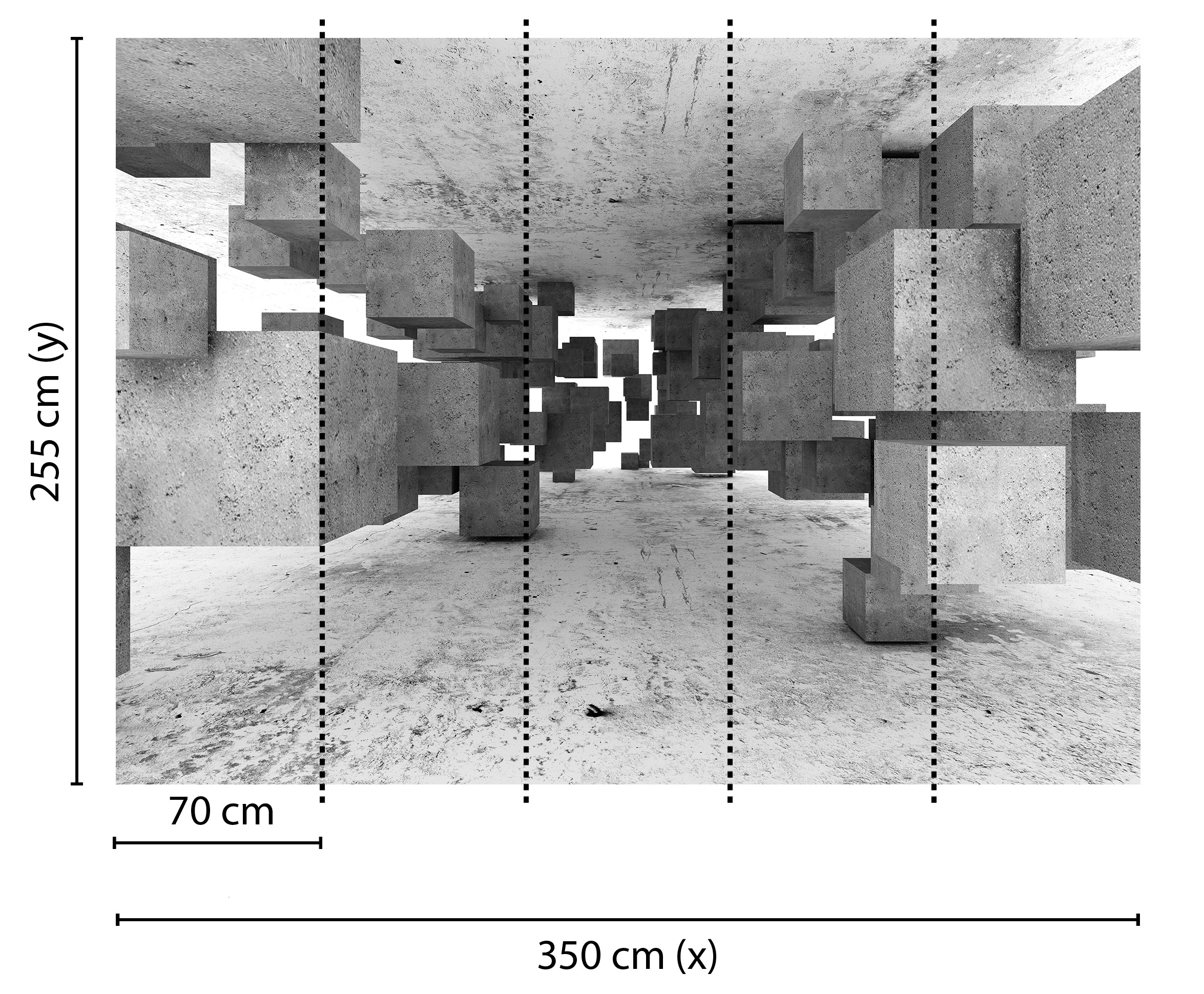 living walls Fototapete »Designwalls Concrete Tetris«, Vlies, Wand, Schräge, Decke