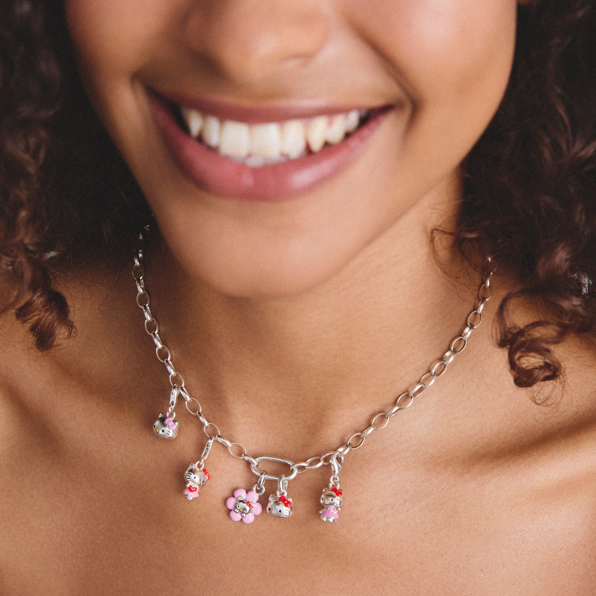 THOMAS SABO Charm-Einhänger »THOMAS SABO ♡ Hello Kitty Charm klassisch pink - Original« Emaille