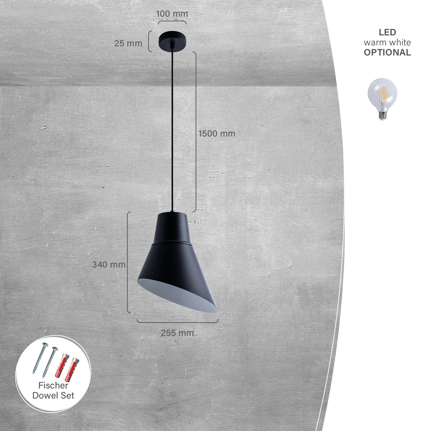 Paco Home Pendelleuchte »BODO«, 1 flammig, Leuchtmittel E27 | ohne Leuchtmittel, Hängelampe Esszimmer Esstischlampe Industrial Textilkabel Kürzbar