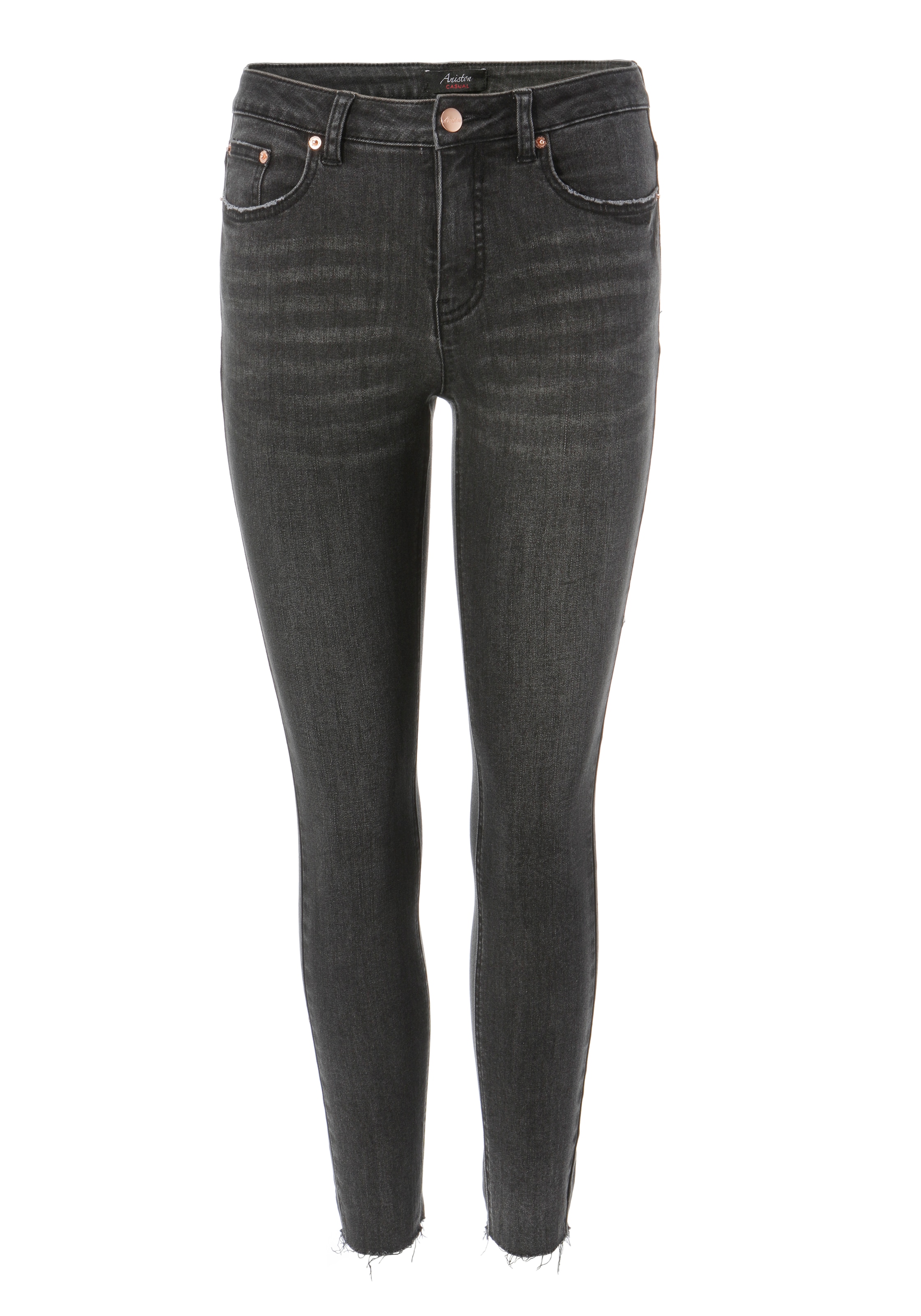 Aniston CASUAL Skinny-fit-Jeans, regular online - Beinabschluss waist ausgefransten mit kaufen