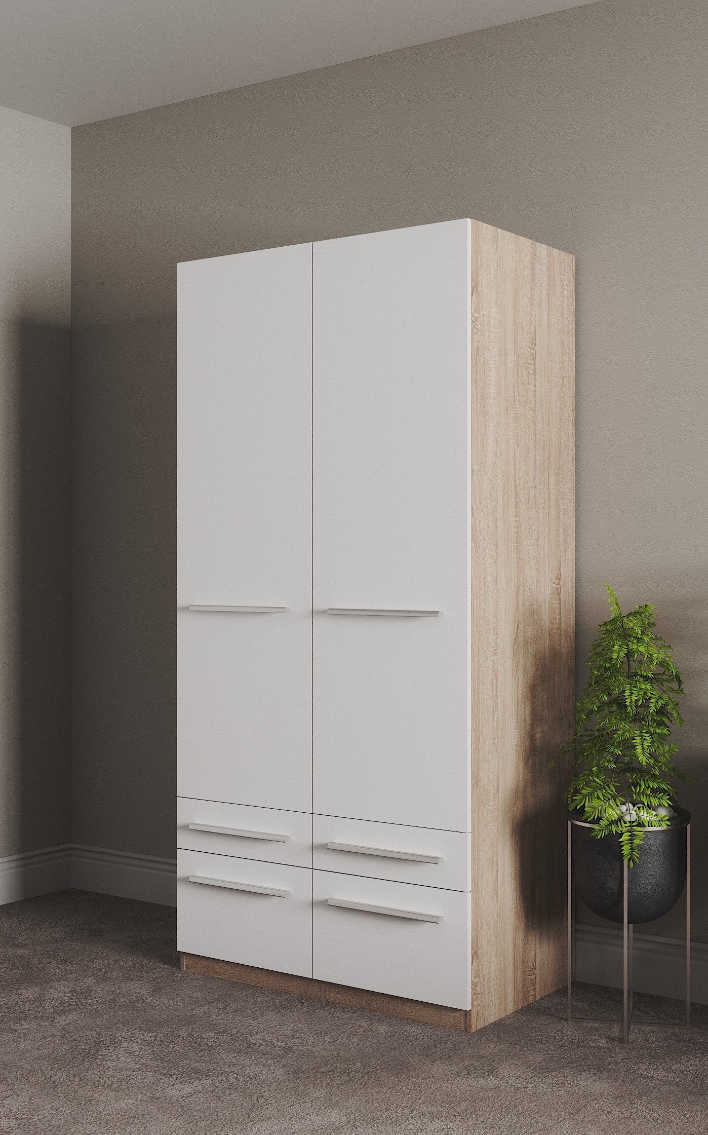priess Kleiderschrank »Schrank Garderobe Wäscheschrank Barcelona in 5 Breiten«, viel Stauraum, geräumige Schubkästen, mit Spiegel, MADE IN GERMANY