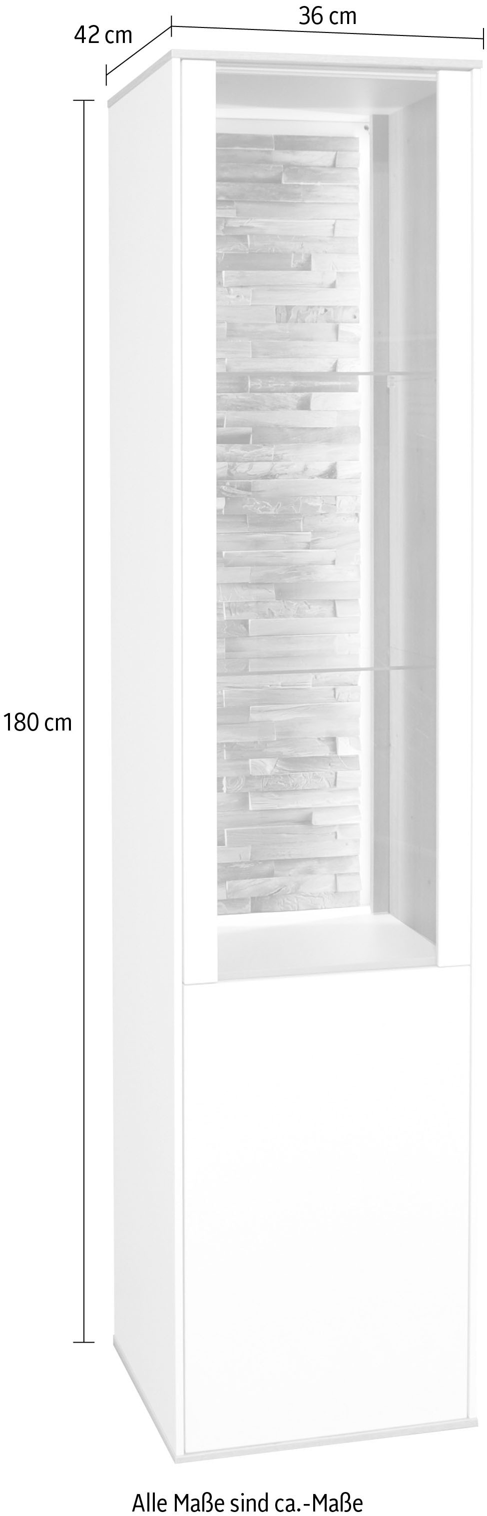 Mäusbacher Standvitrine »Faro«, Faro Standvitrine: B 43 cm, Holz/Glastür, LED, Push-to-open