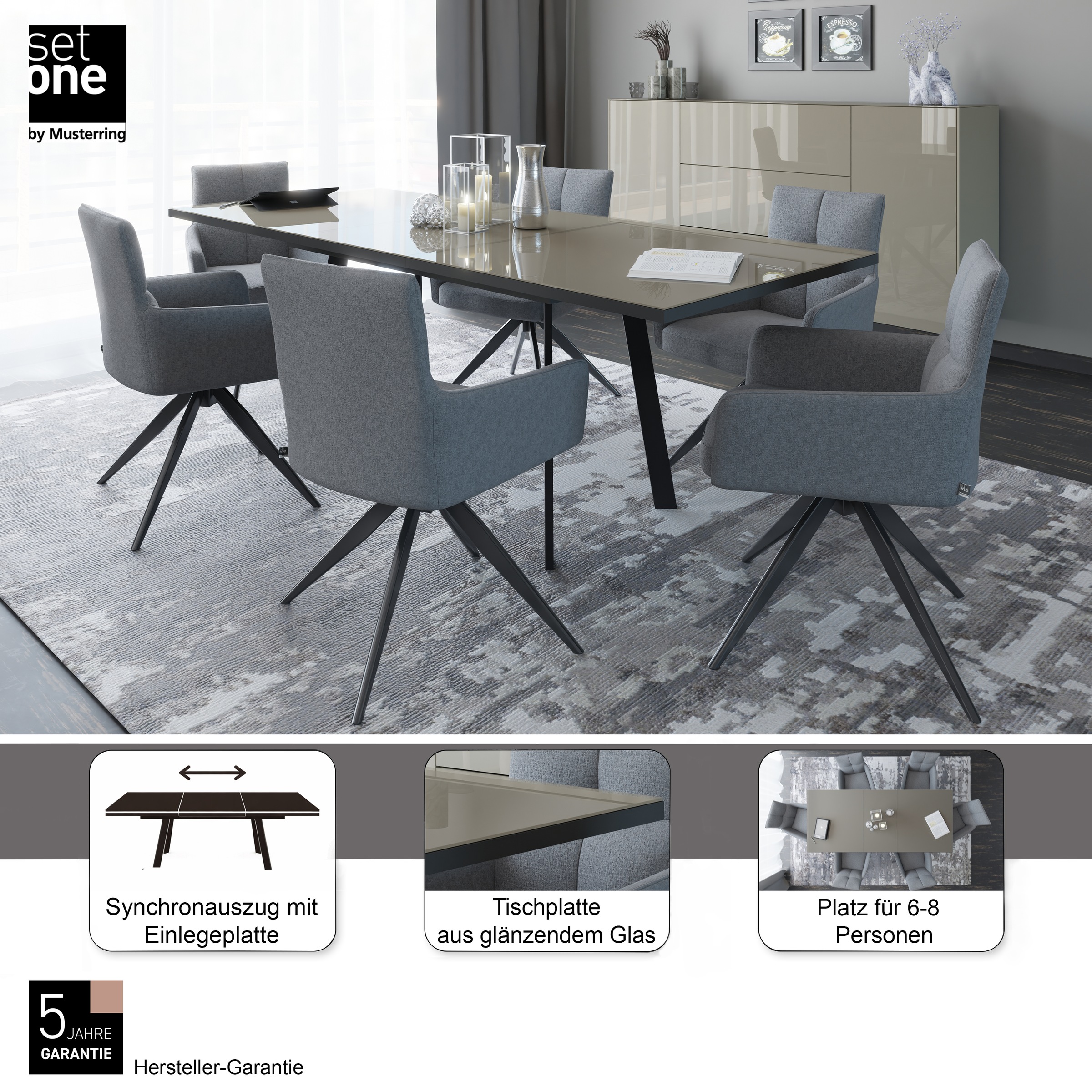 set one by Musterring Esstisch »Reno« 1 Stk. tlg. Mit Vierkantfuß, wählbaren Gestellen und Plattenfarben