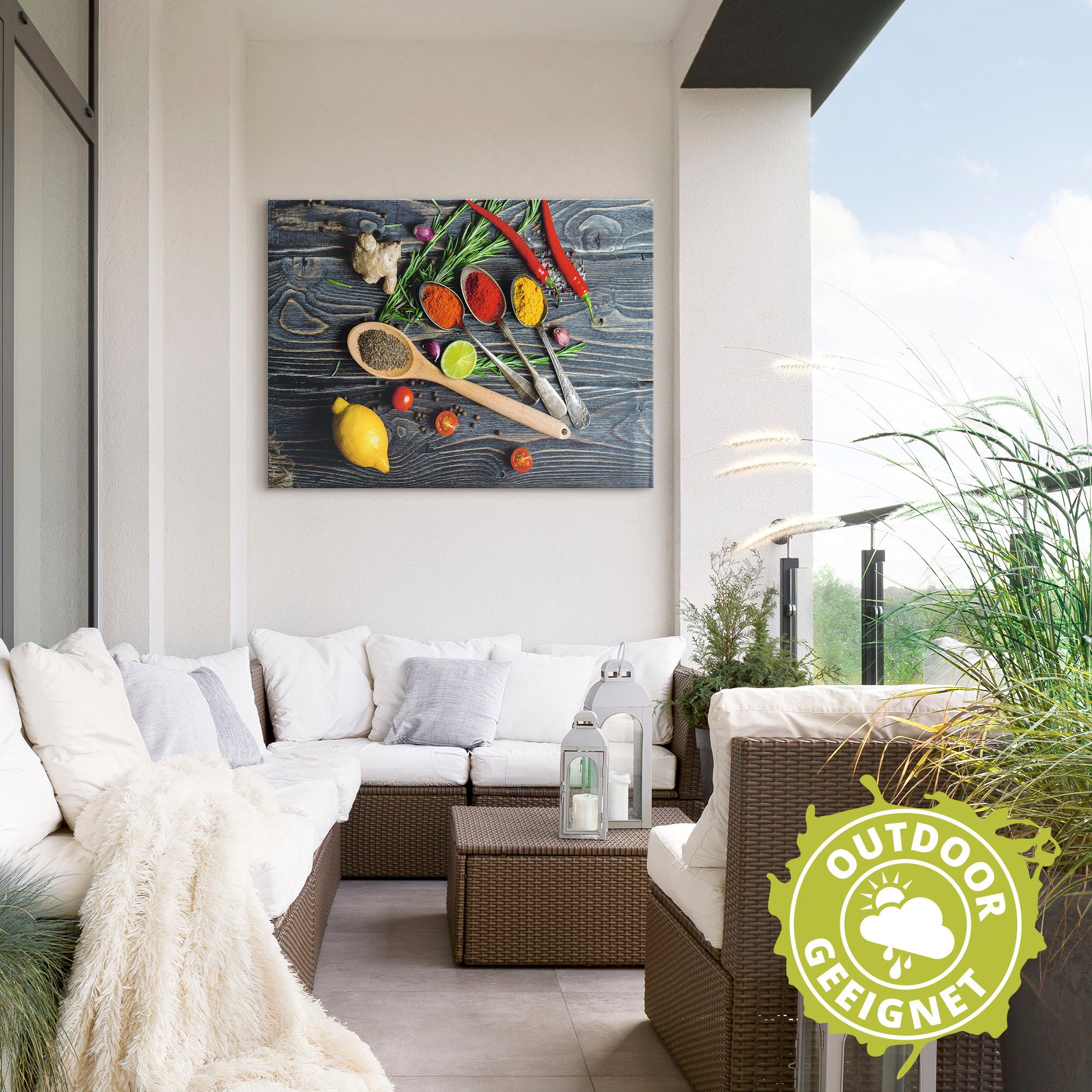 Artland Wandbild »Gewürze in Metalllöffeln«, Lebensmittel, (1 St.), als Alubild, Outdoorbild, Leinwandbild, Poster, Wandaufkleber