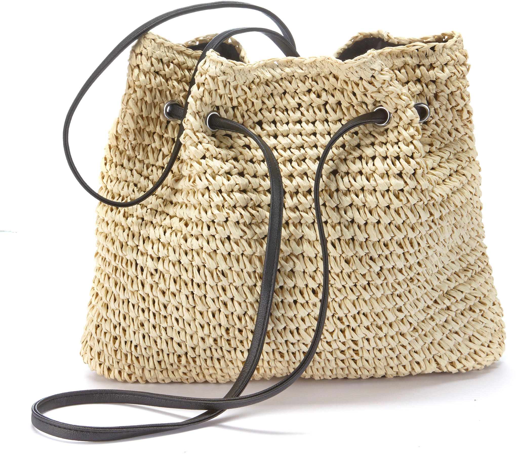 LASCANA Umhängetasche »Strandtasche«, aus Papierstroh, Handtasche, Schultertasche VEGAN