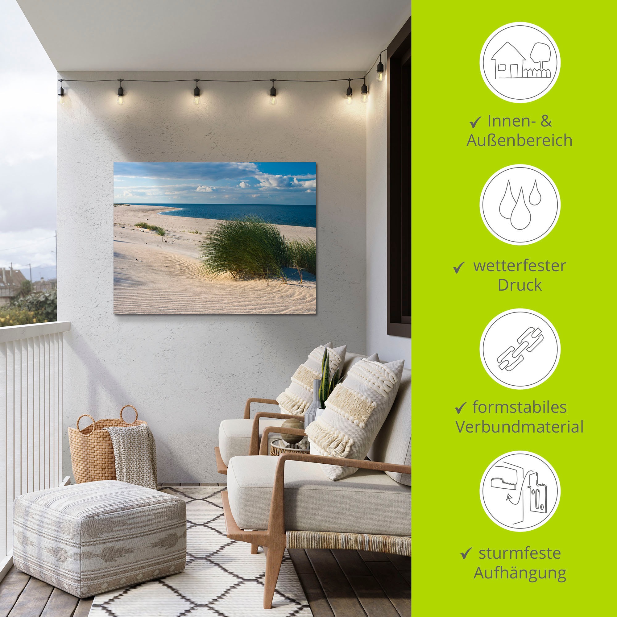 Artland Wandbild »Gras am Strand«, Strand, (1 St.), als Alubild, Outdoorbild, Leinwandbild in verschied. Größen