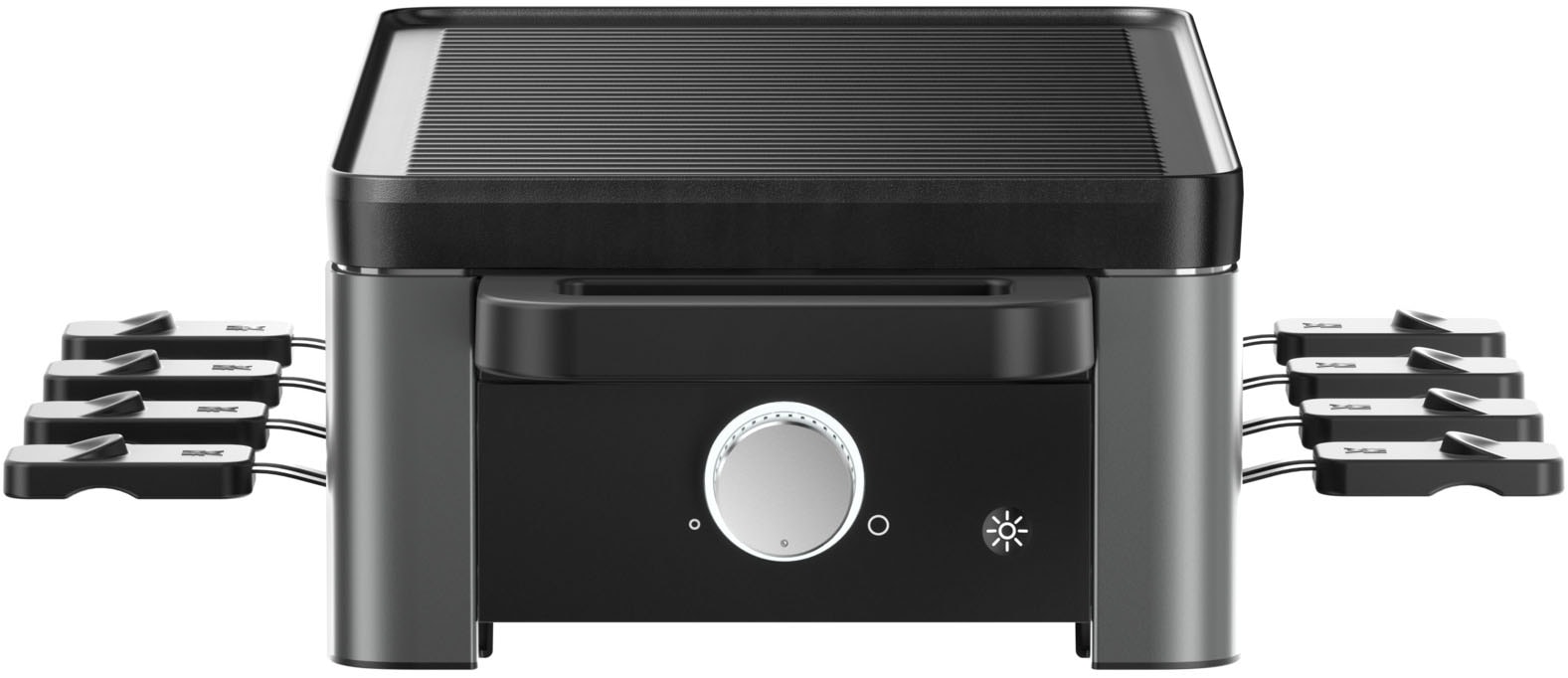 WMF Raclette »Master, indirekte LED-Beleuchtung, Keramikbeschichtung«, 8 St. Raclettepfännchen, 1500 W, Variable Temperatur, spülmaschinengeeignete Pfännchen und Spatel