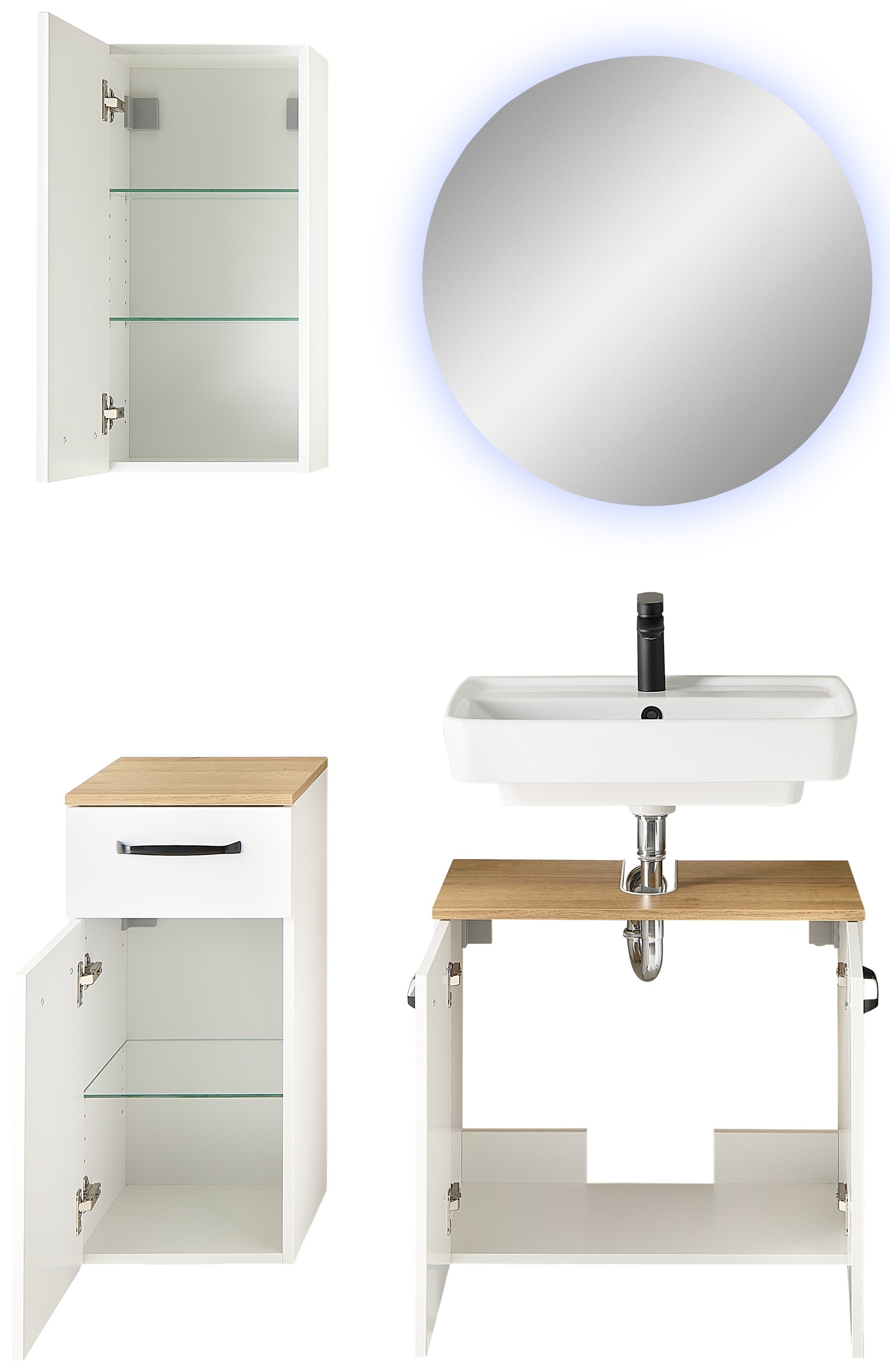 Saphir Badmöbel-Set »Quickset 500, Waschbeckenunterschrank mit Spiegel« 4 Stk. tlg.