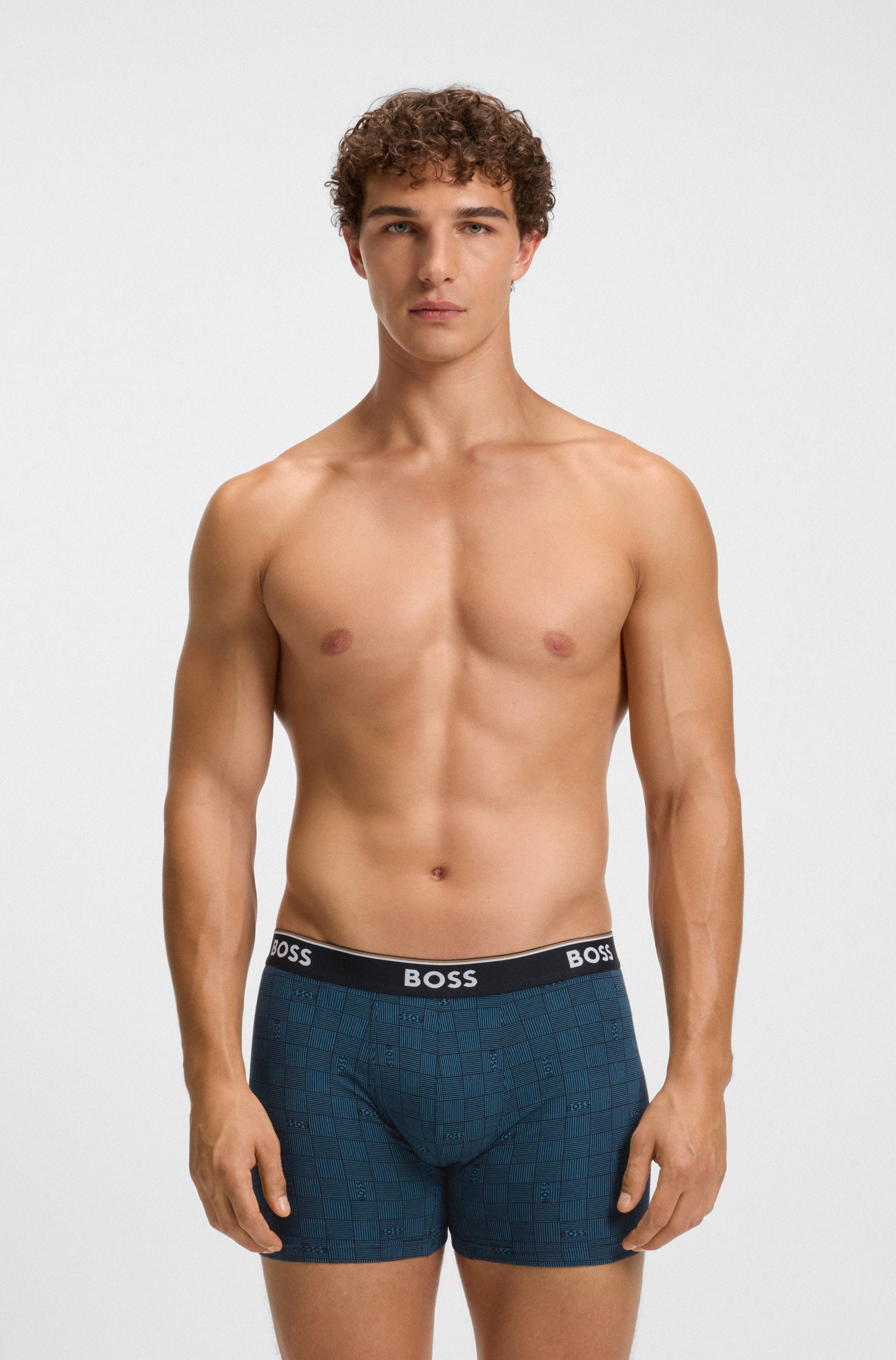 BOSS Boxershorts »Boxer Brief 3P Power Design«, (3 St.), mit 2x Uni und 1x Muster
