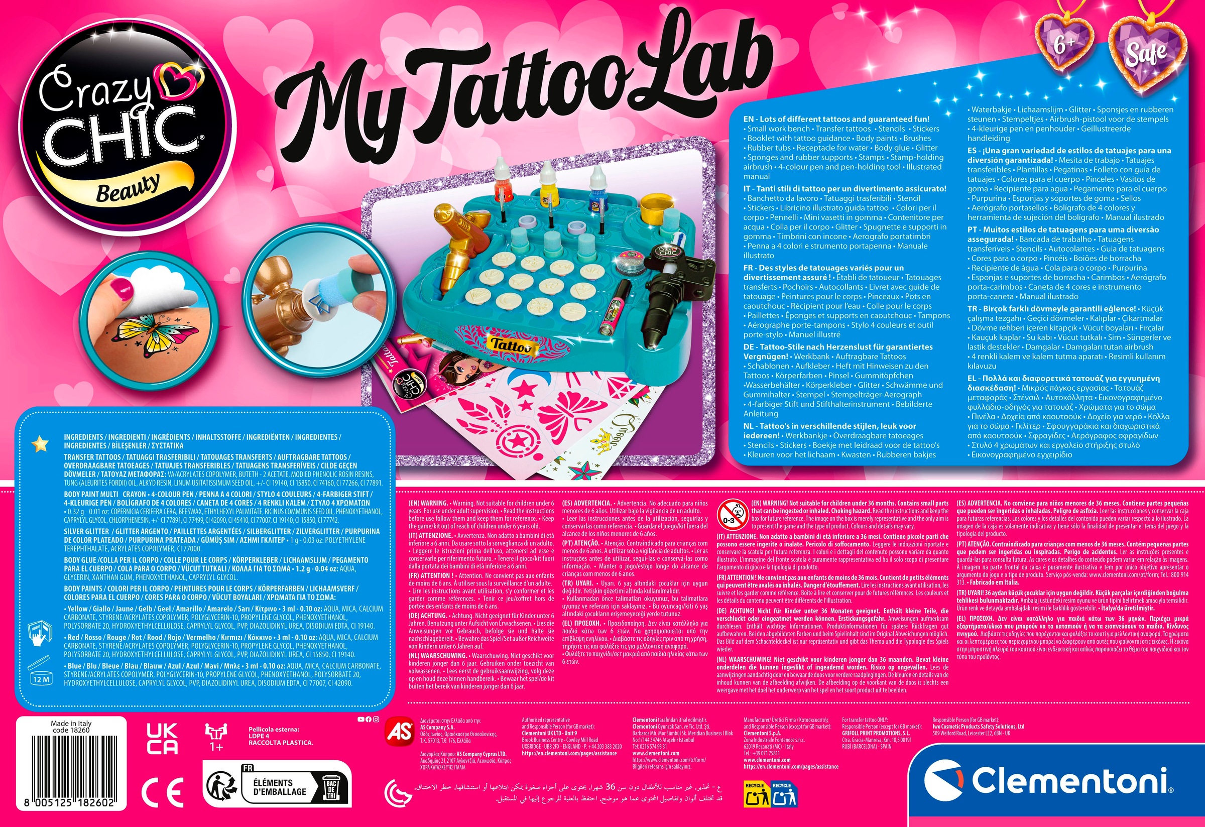 Clementoni® Kreativset »Crazy Chick, Tattoo-Studio«