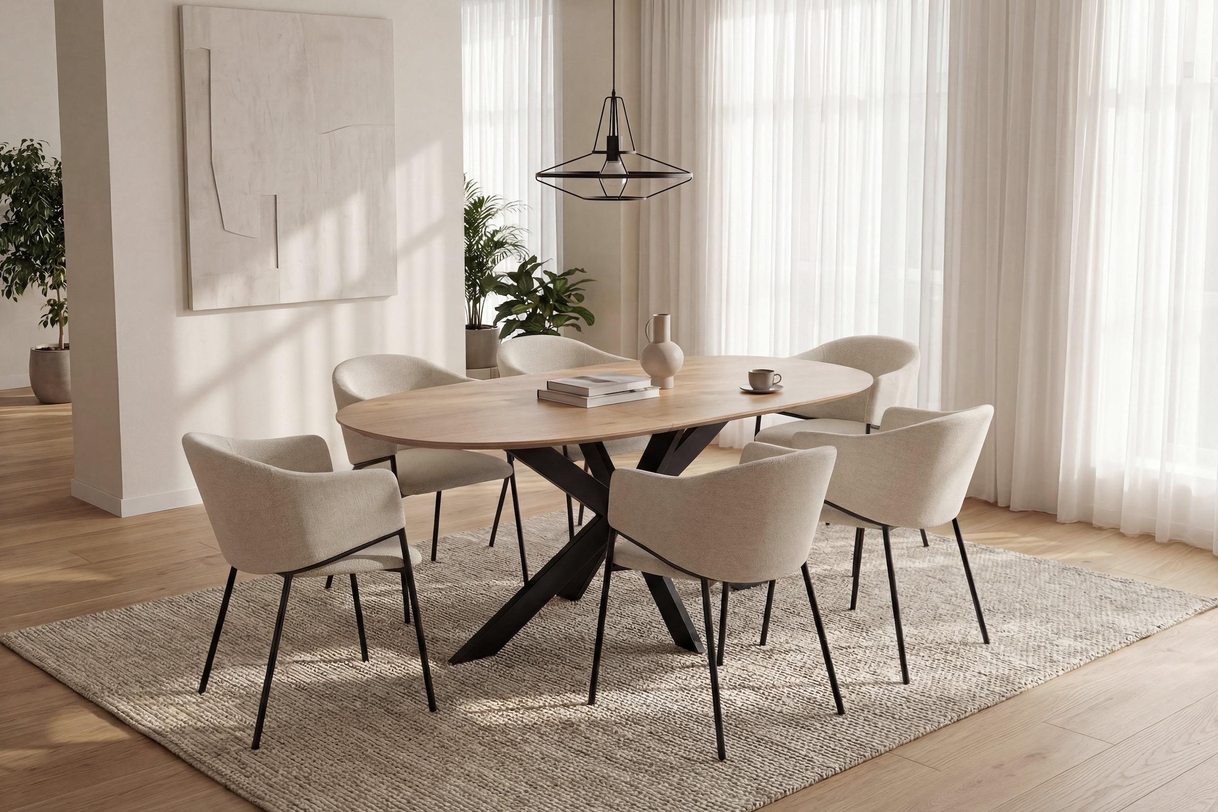byLIVING Esszimmerstuhl »YORK« (Set) 2 Stk.Strukturstoff in beige, bis 110 kg, Schaumstoff, 4-Fußgestell