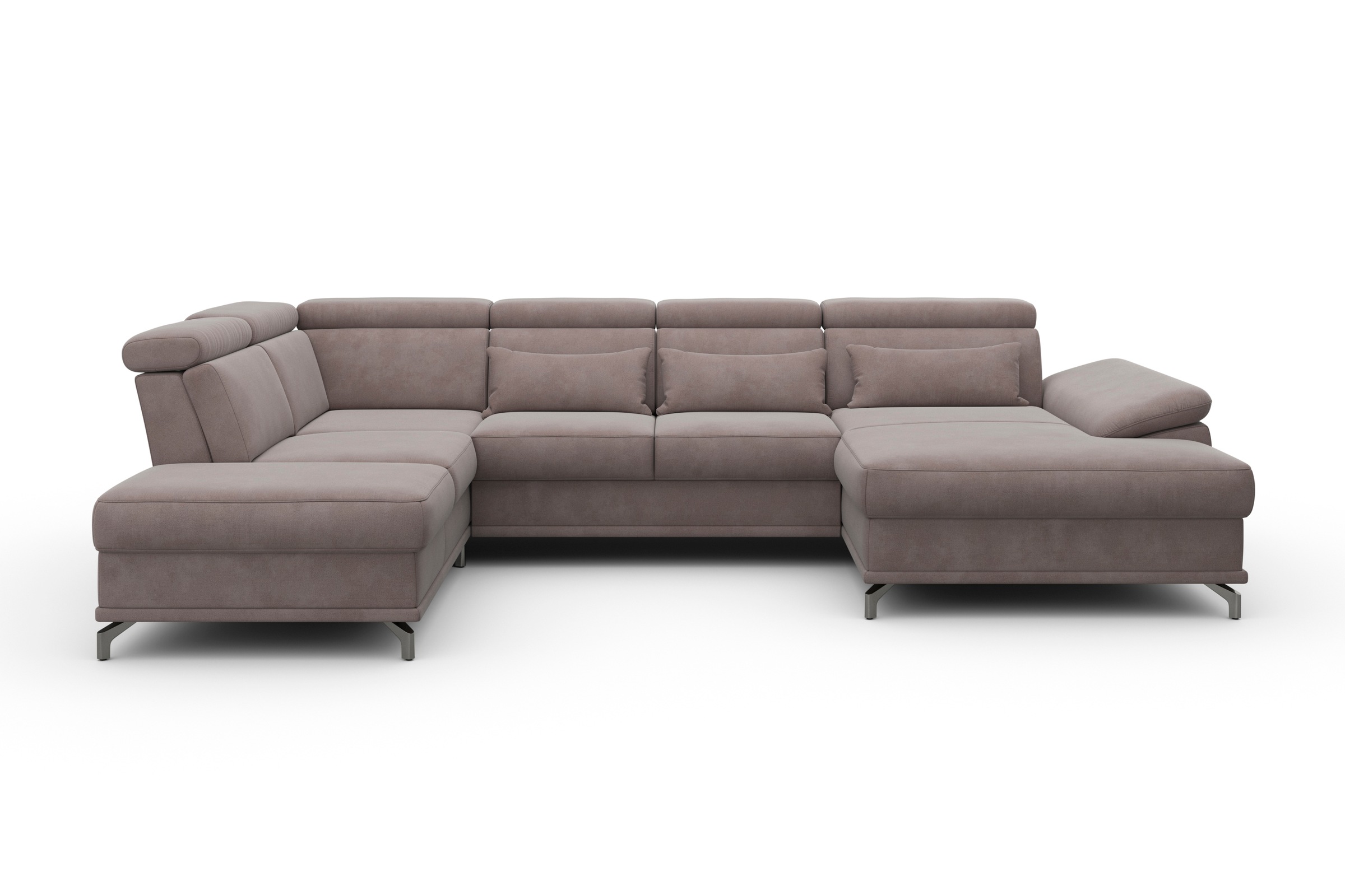 sit&more Wohnlandschaft »Cabrio U-Form, mit Sitztiefenverstellung, Arm- und Kopfteilverstellung«, 3 Nierenkissen, Federkern, optional Bettfunktion und Stauraum