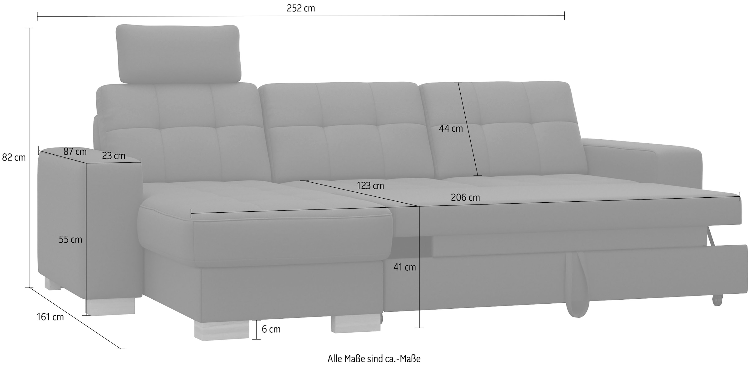 sit&more Ecksofa »Quincy L-Form«, wahlweise mit Bettfunktion und Bettkasten