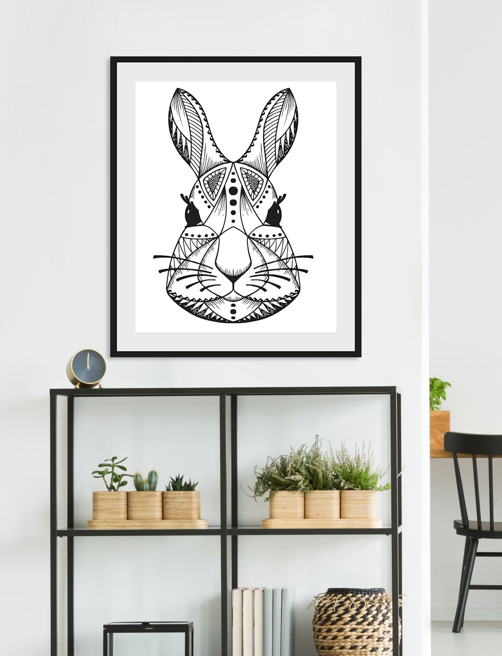 queence Bild »Edvin«, Hase-Hasen-Schwarz-Weiß-Kunst-Haustiere-Figuren-Abstr günstig online kaufen