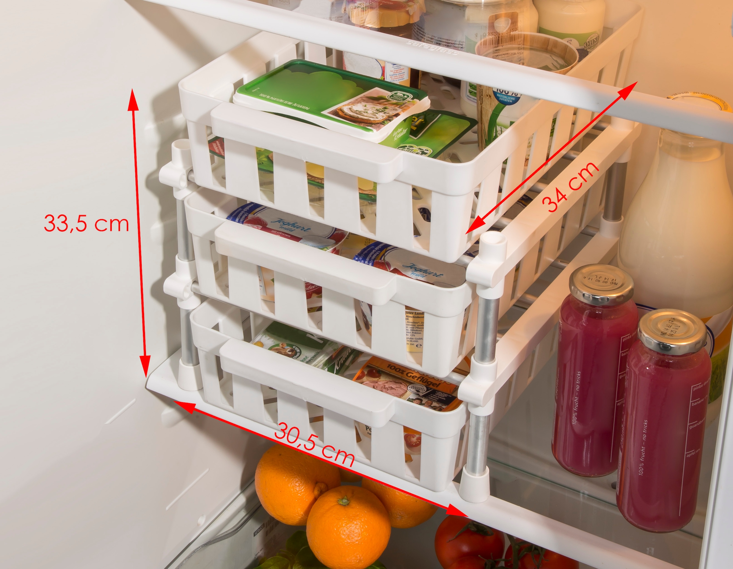 Ruco Ablageregal Aluminium/Kunststoff, 2-stöckig, mit 3 Körben