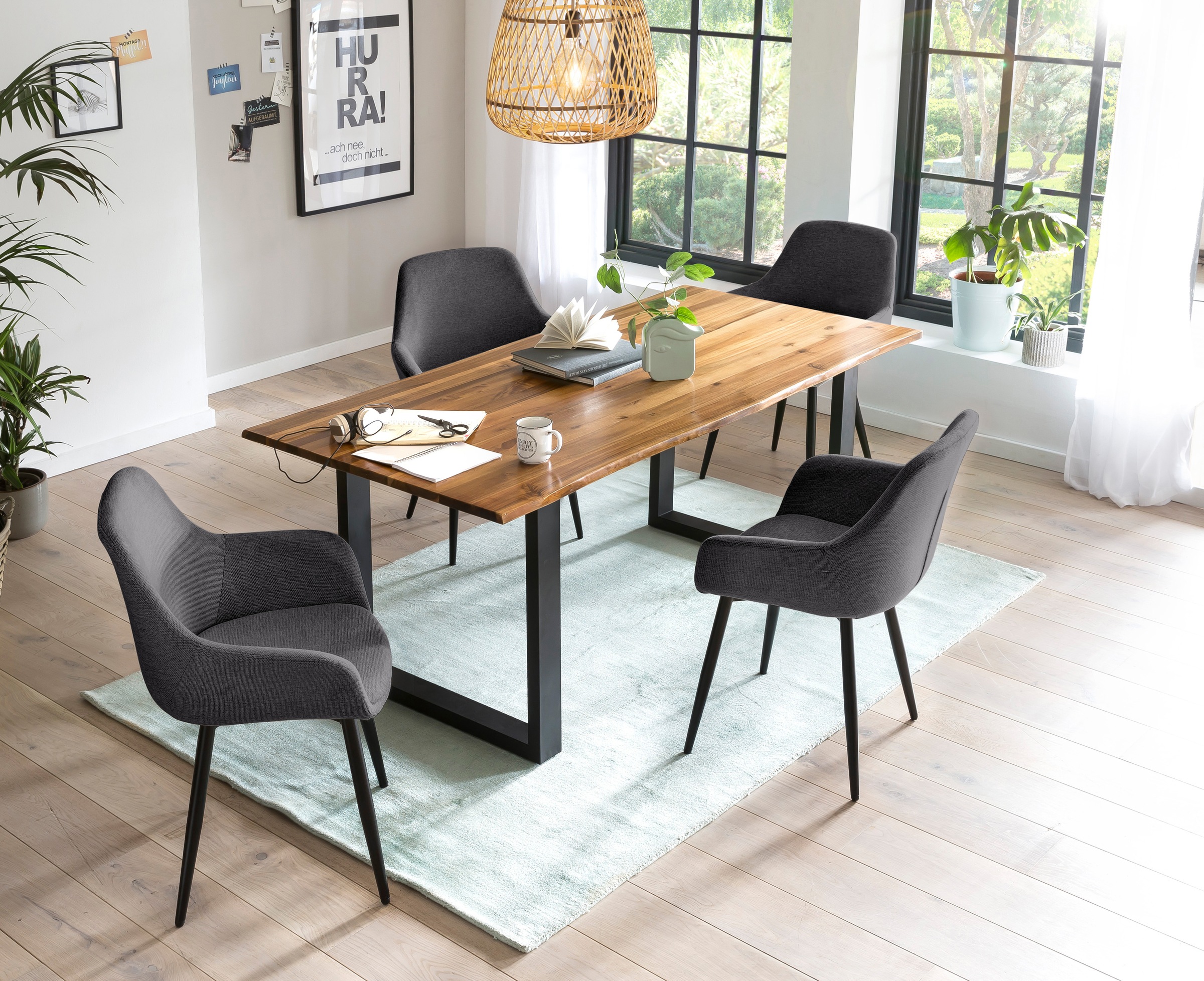 SalesFever Essgruppe, (Set, 5 tlg.), Tischplatte mit echter Baumkante günstig online kaufen