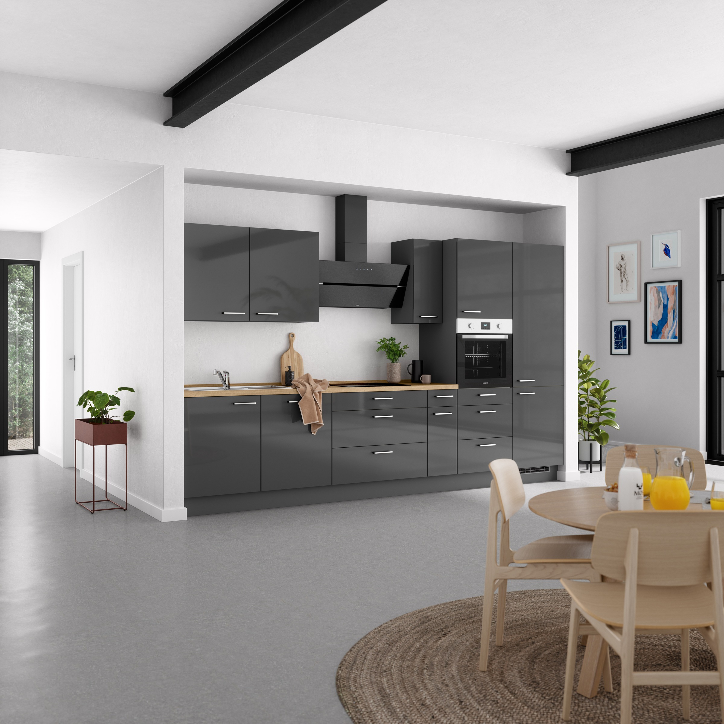 nobilia® Küchenzeile »"Flash II" mit Hochglanz Fronten«, vormontiert, Ausrichtung wählbar, Breite 360 cm, wahlw. mit E-Geräten