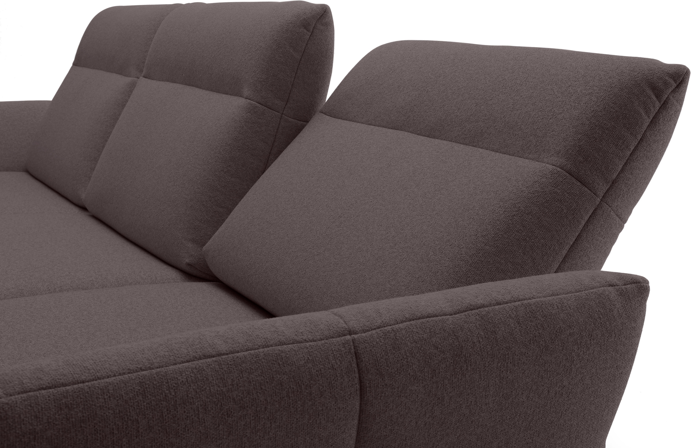 Creation BY ROLF BENZ Ecksofa »CR.460, Design-Sofa der Extraklasse, verstellbare Rückenlehne, L-Form« Sockel in Eiche, Winkelfüße in Umbragrau, Breite 338 cm