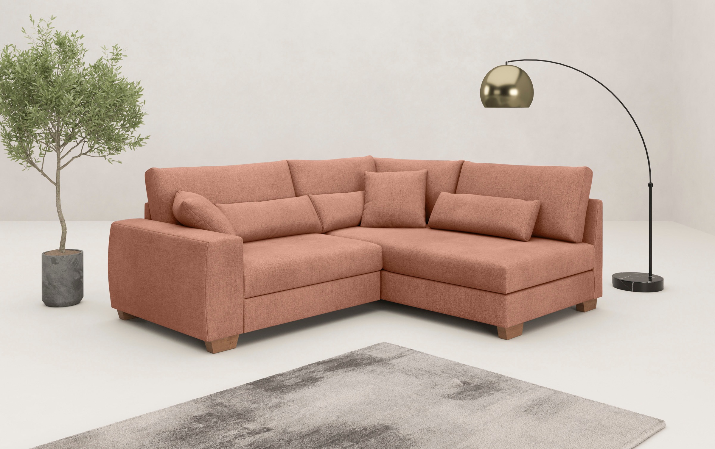 Mr. Couch Ecksofa »Hilla L-Form« Mit Federkern, wahlweise mit Bettfunktion günstig online kaufen