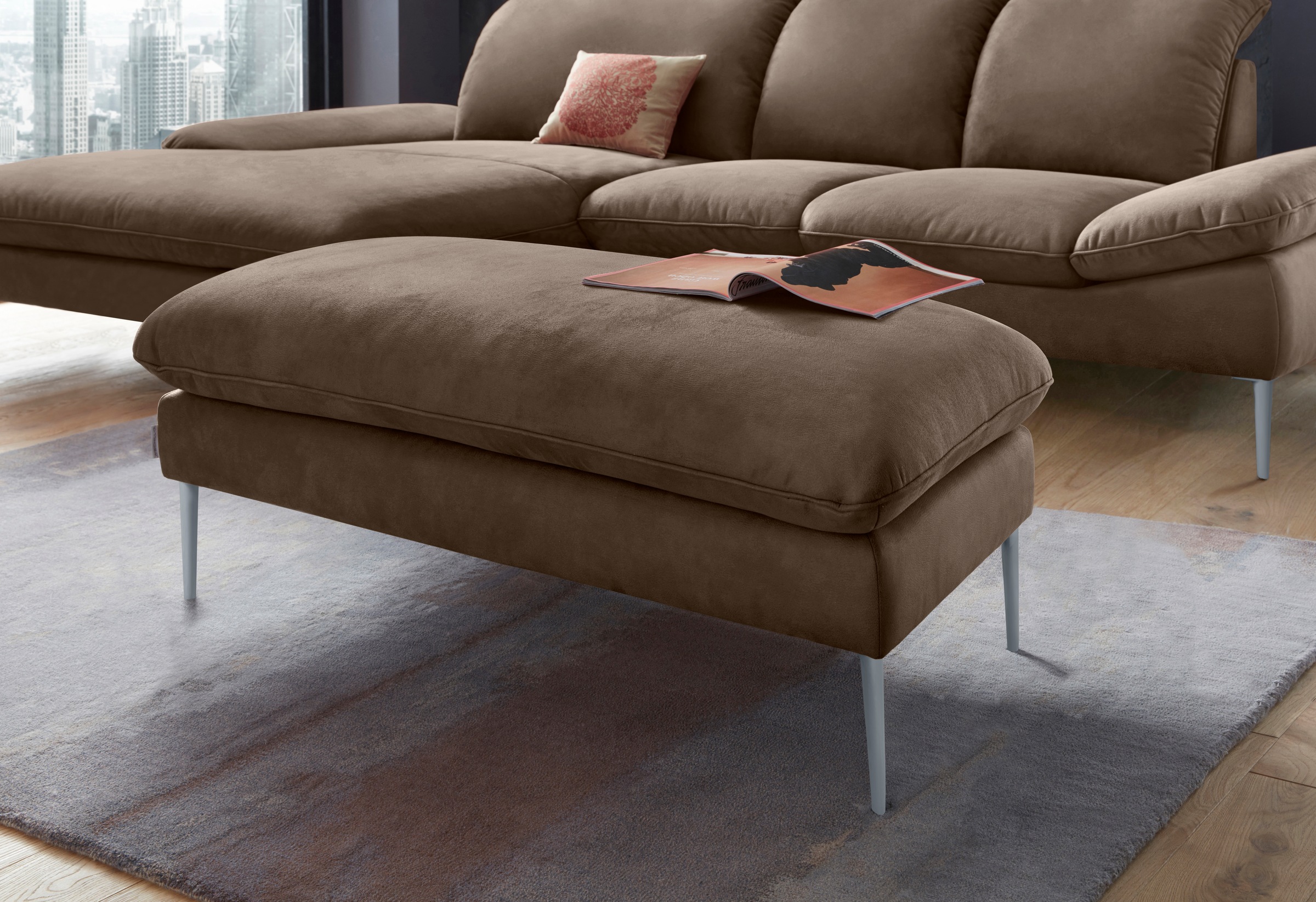 W.SCHILLIG Hocker "enjoy&MORE", Füße silber matt, Breite 106 cm günstig online kaufen