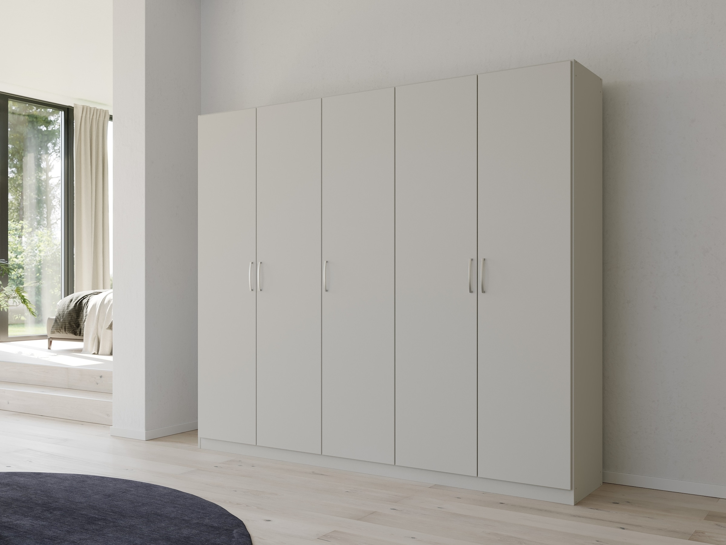 rauch Drehtürenschrank »Kleiderschrank Schrank Garderobe Ankleide PURE BY QUADRA SPIN« Breiten: 181/226/271 cm, Höhe 210 cm,  mit Spiegel, in puristischem Design, Griffe alufarben MADE IN GERMANY