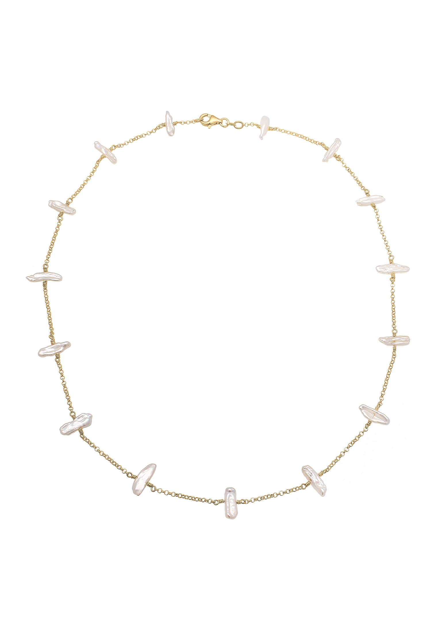 Elli Perlenkette »Süßwasserzuchtperle Barock Natur Edel 925 Silber«