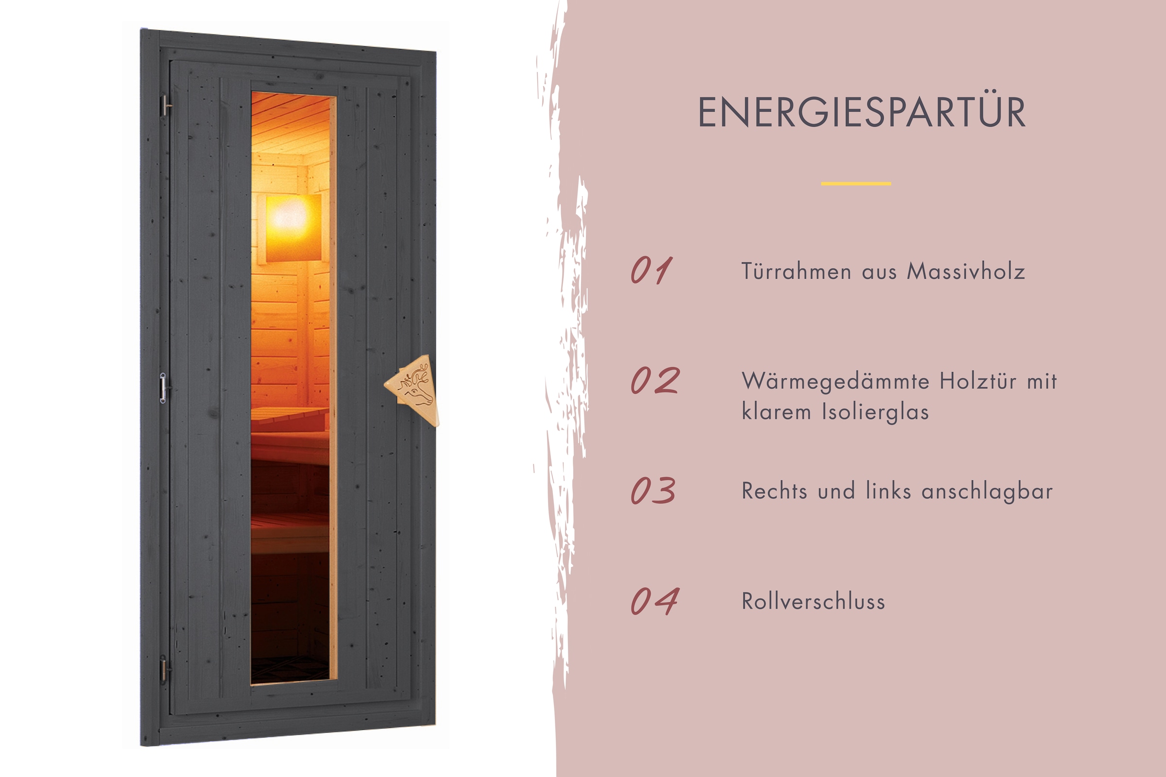 Karibu Saunahaus »»Talo 6« mit Iso-Tür, terragrau«