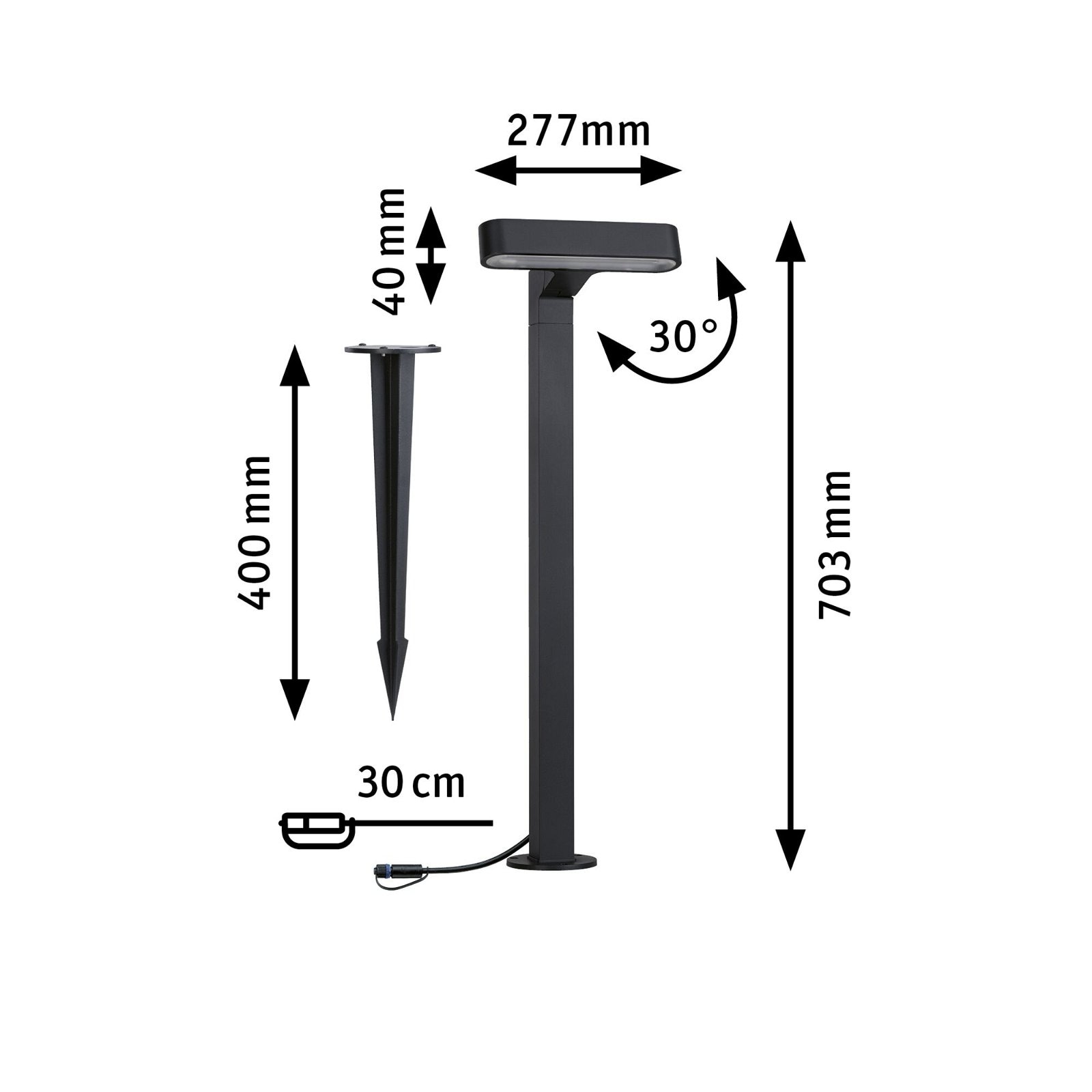 Paulmann LED Pollerleuchte »Plug & Shine Ito IP65 3000K 6W Anthrazit«, 1 flammig, Einzelleuchte Horizontale Ausrichtung