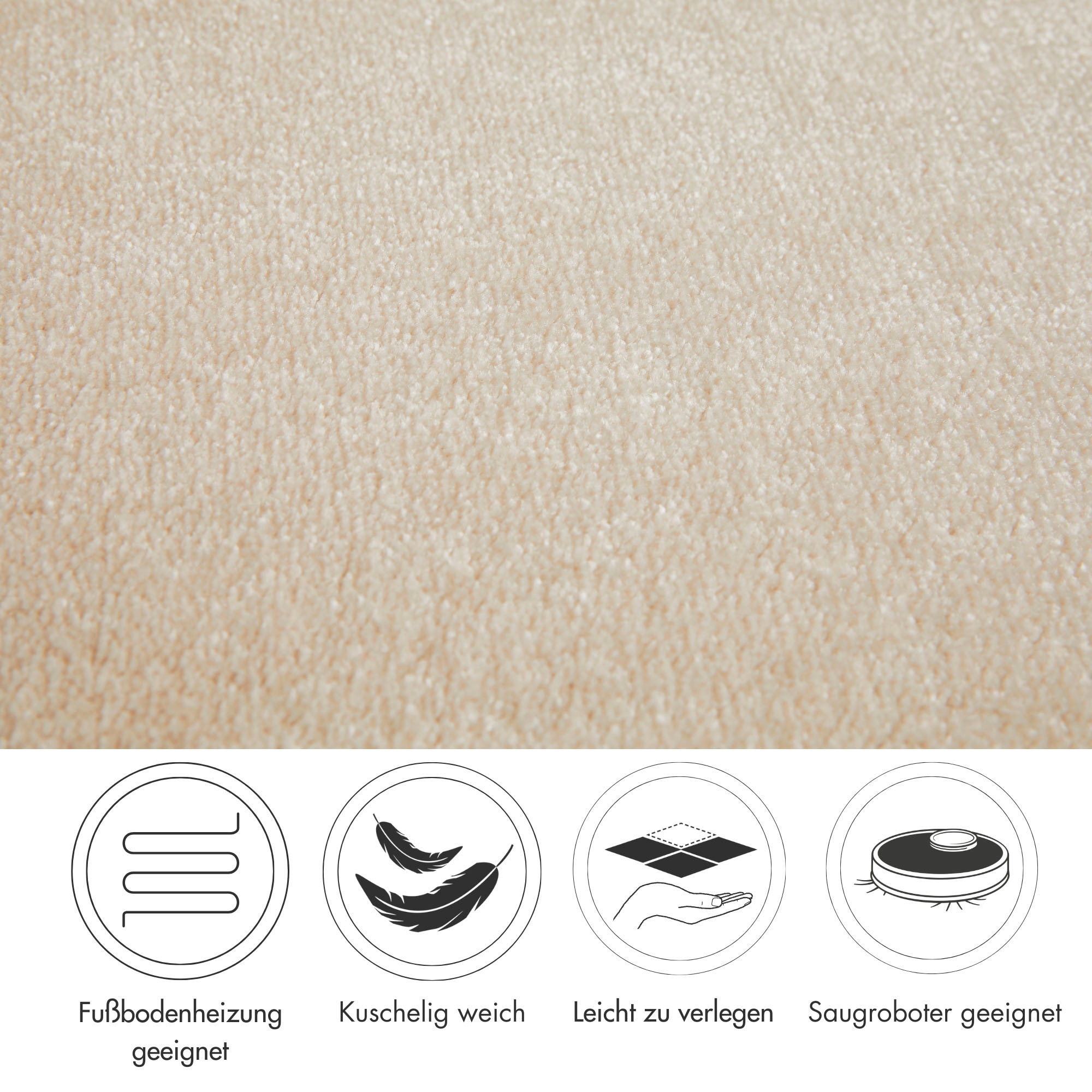 Andiamo Teppichboden »Levin, Velours, Made in Belgium«, rechteckig, 10 mm Höhe, Uni Farben, Breite 400 cm oder 500 cm, weiche Qualität