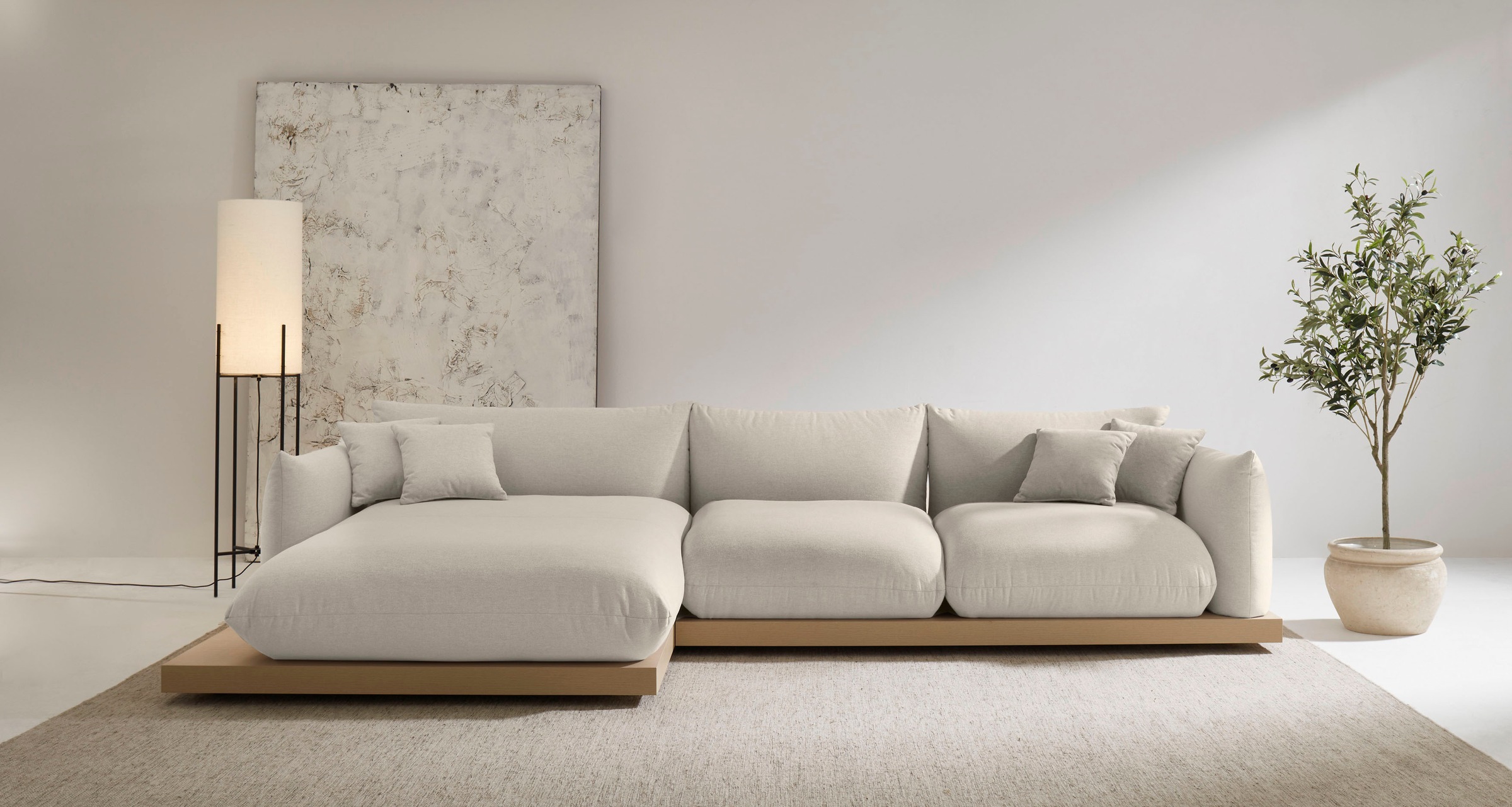 OTTO home Ecksofa »Kalix, Polsterecke mit kräftigem Holz-Plateau, moderne C günstig online kaufen