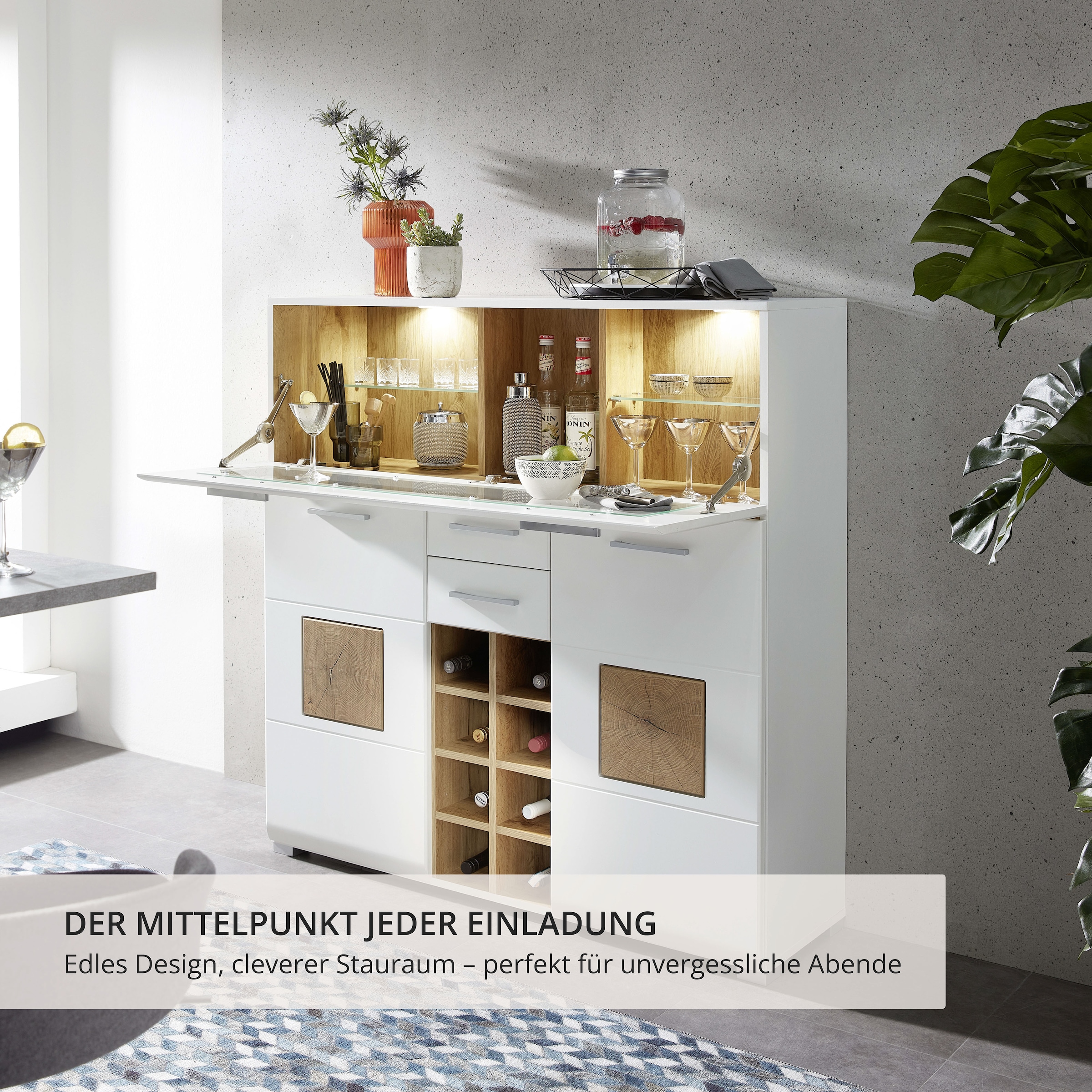 Innostyle Barschrank »FUN PLUS, TOPSELLER!«, (Barschrank), Maße: 120 x 129 x 37 cm (B/H/T), mit LED-Beleuchtung