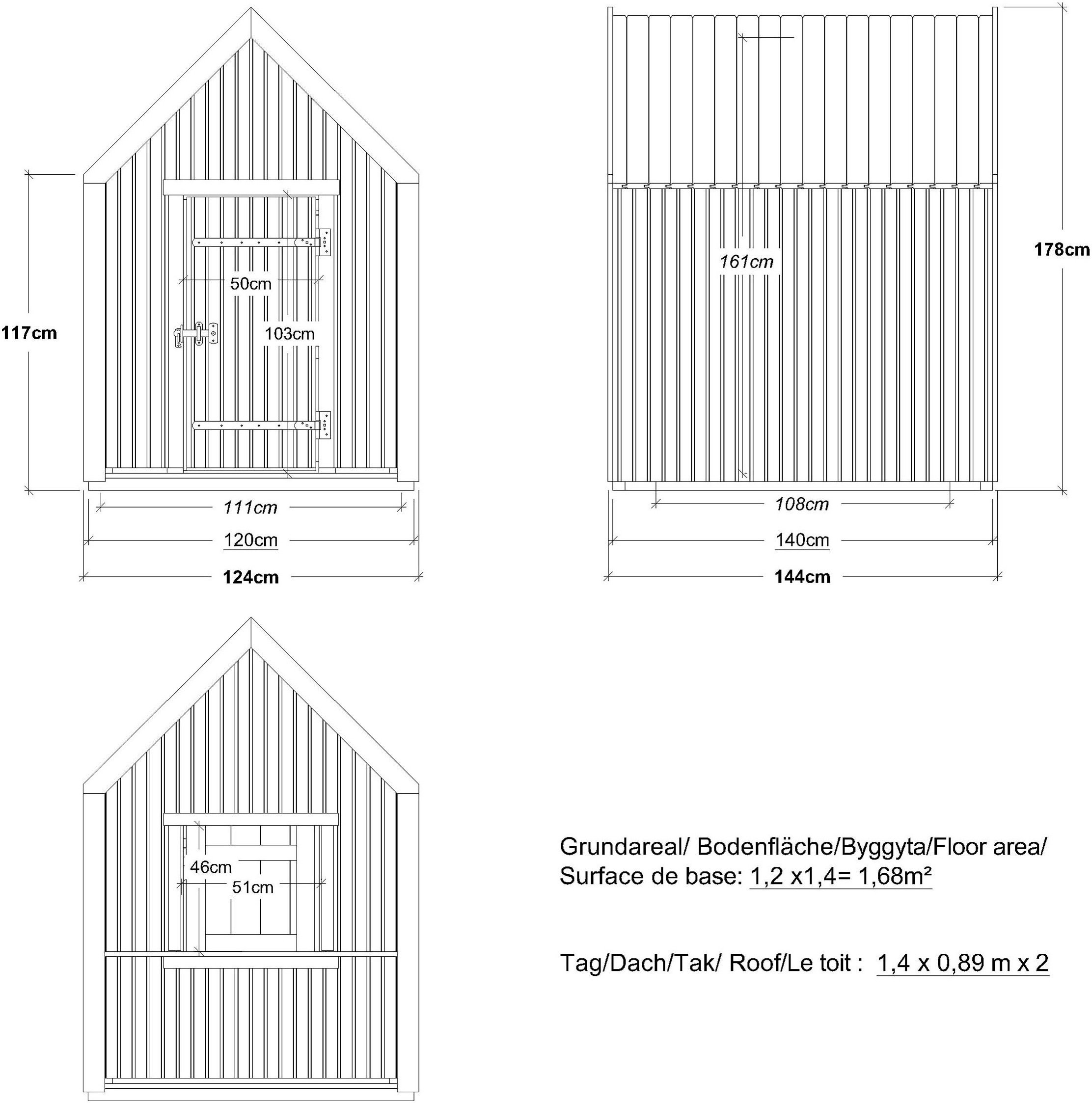 PLUS Spielhaus »Classic - 144×124 cm - unbehandelt - inkl. Dachpappe/Aluminiumleisten«, Made in Europe