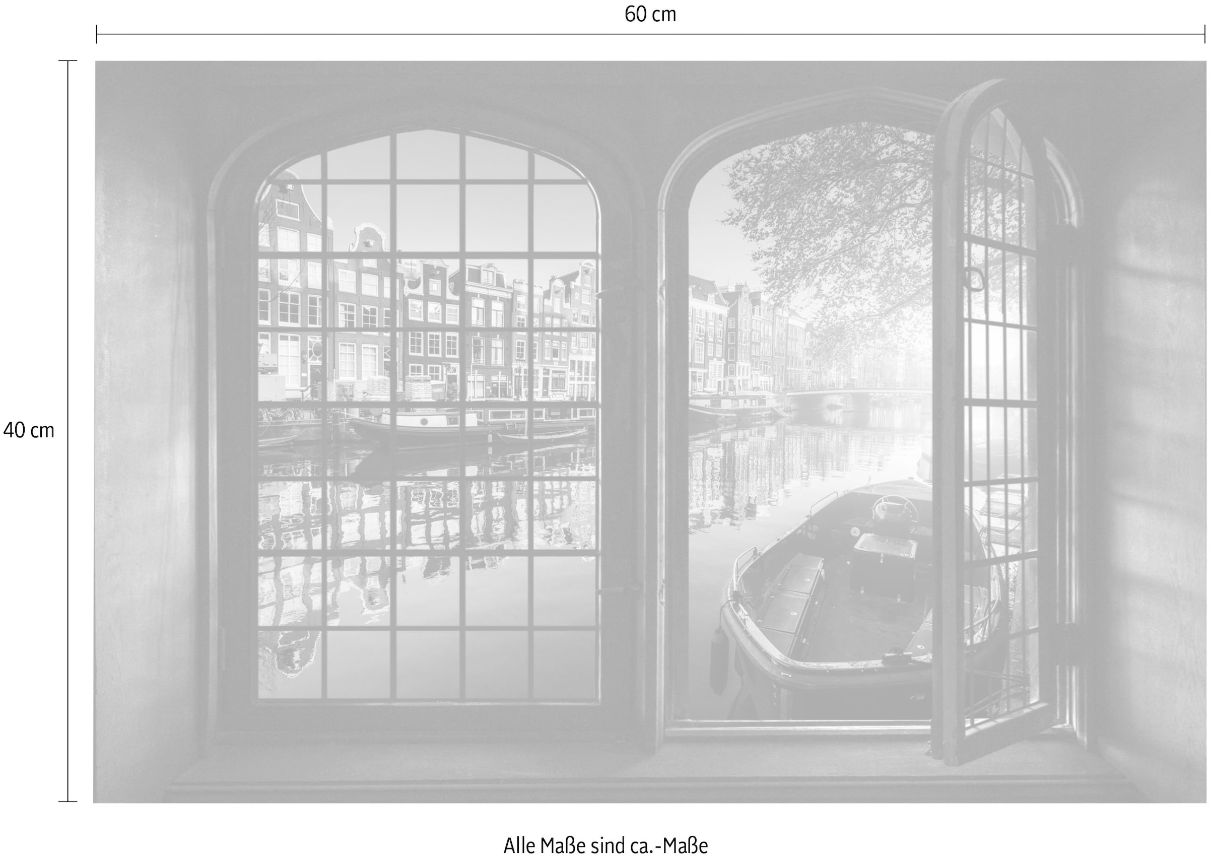 queence Wandsticker »Amsterdam«, Wandsticker, Wandbild, selbstklebend, 3D, Fenster