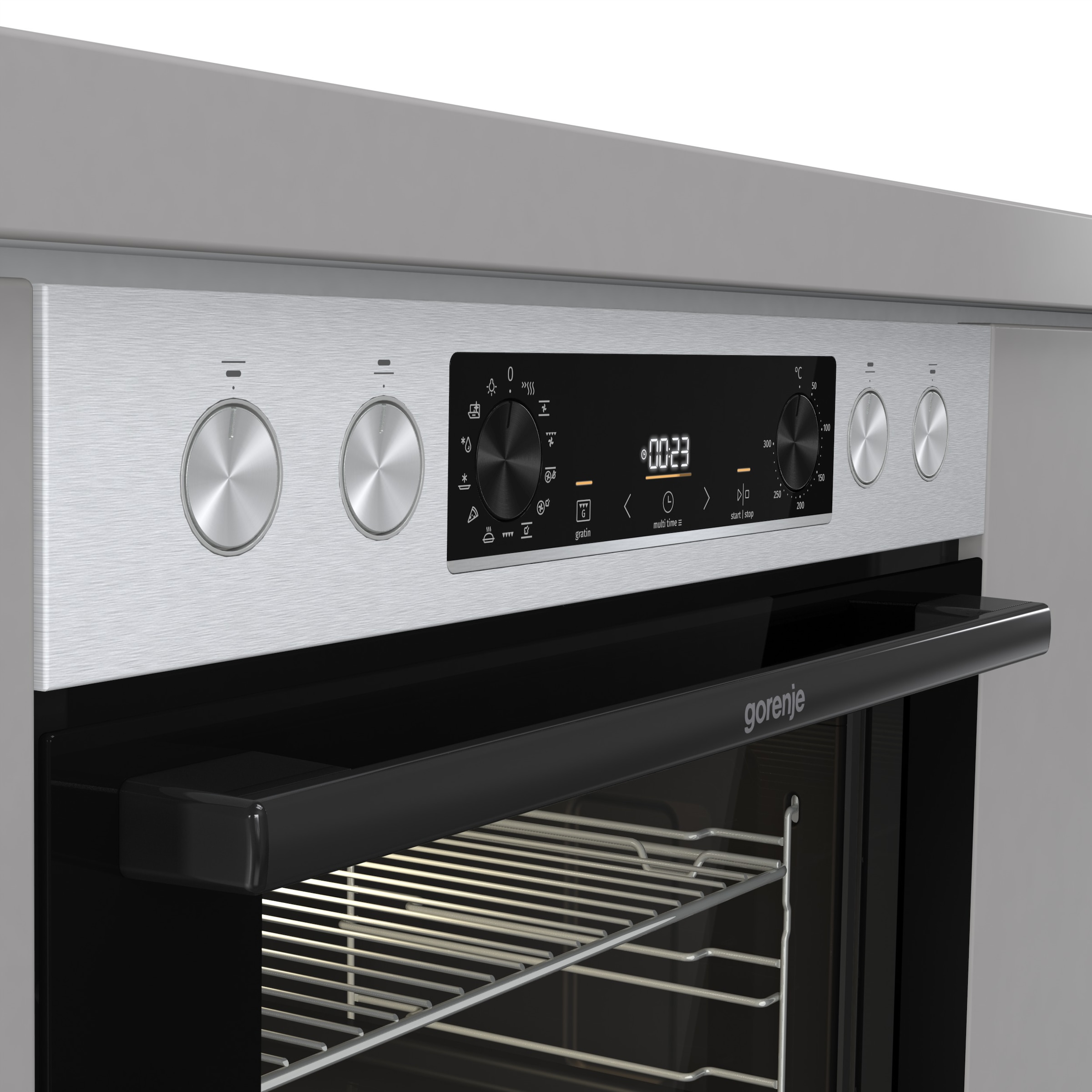 GORENJE Elektro-Herd-Set »Herd BCSB 737OTX« mit 1-fach-Teleskopauszug Aqua Clean 1 Stk. tlg. Pizzafunktion mit 300 °C – perfekt für Pizza, Focaccia und mehr!