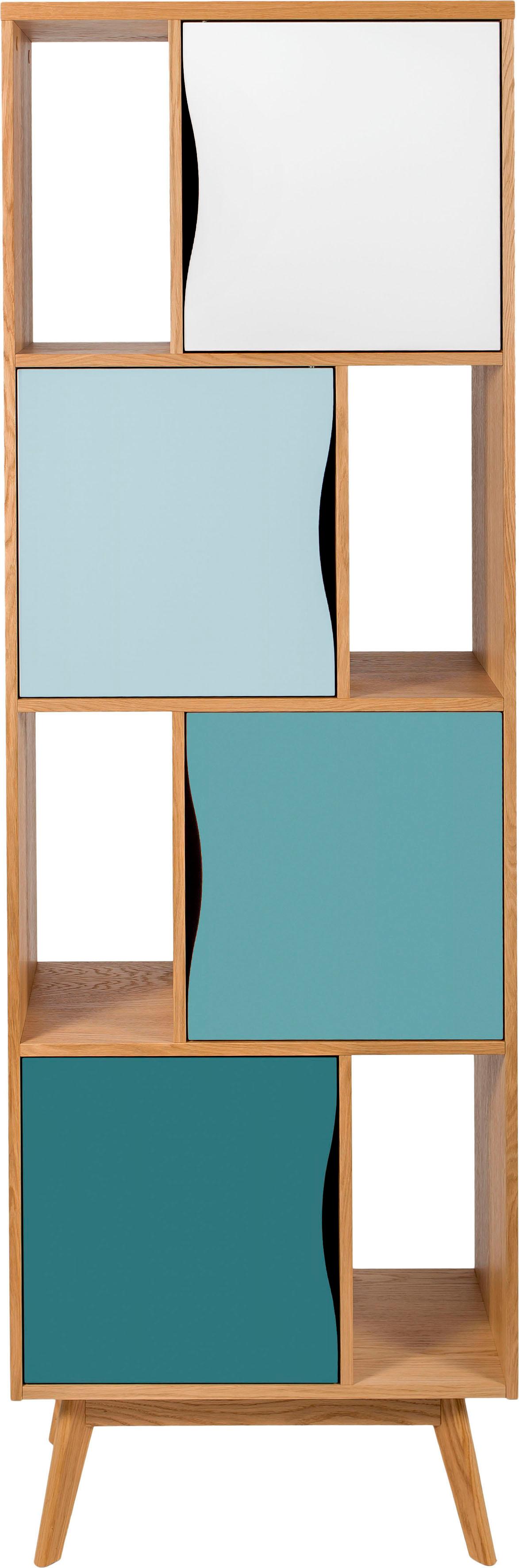 Bücherregal „Avon“, Höhe 191 cm, Holzfurnier aus Eiche, schlichtes skandinavisches Design, eiche/mint