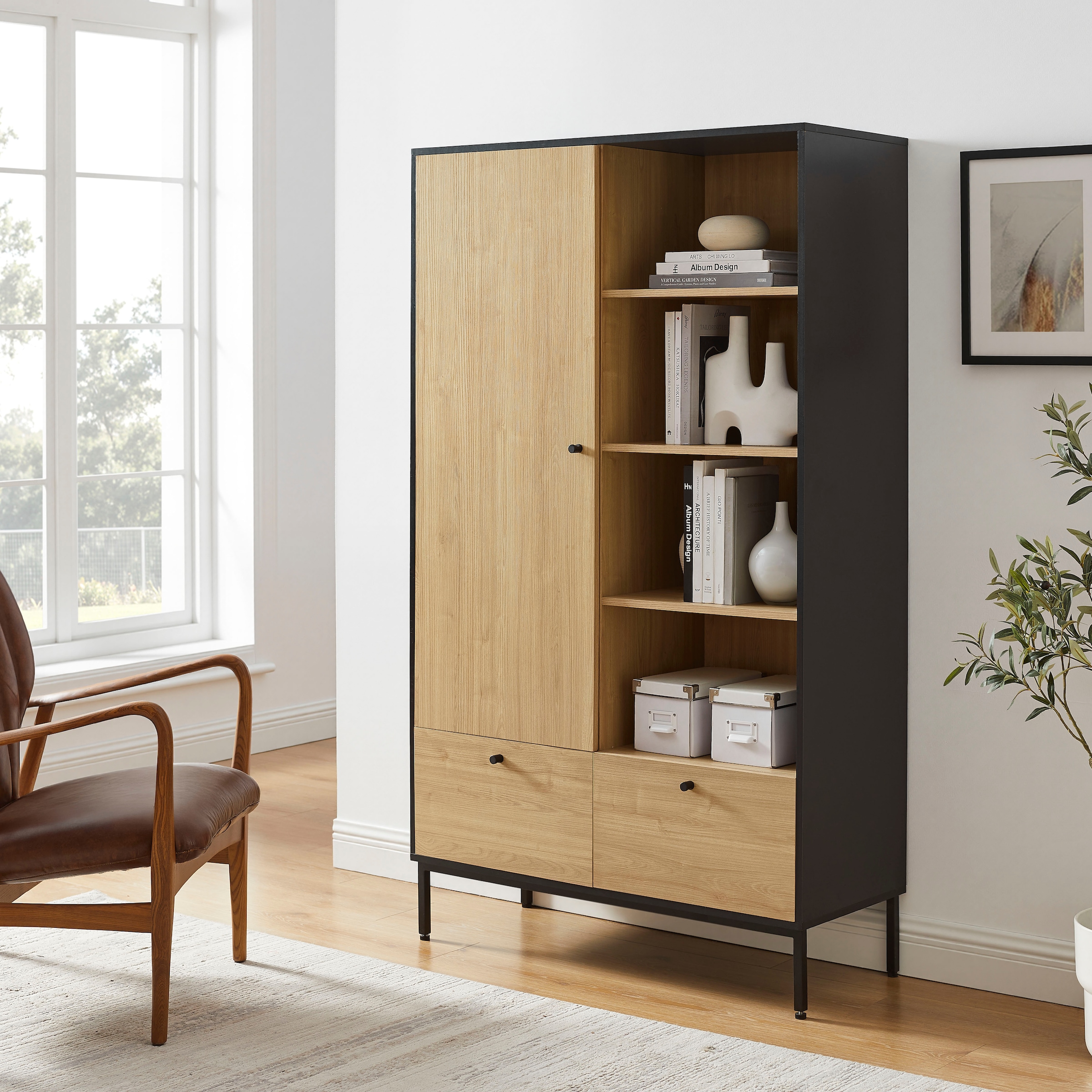 OTTO home Highboard »Tayler«, pflegeleichte Melaminoberfläche, Metallgestell, Breite 100 cm