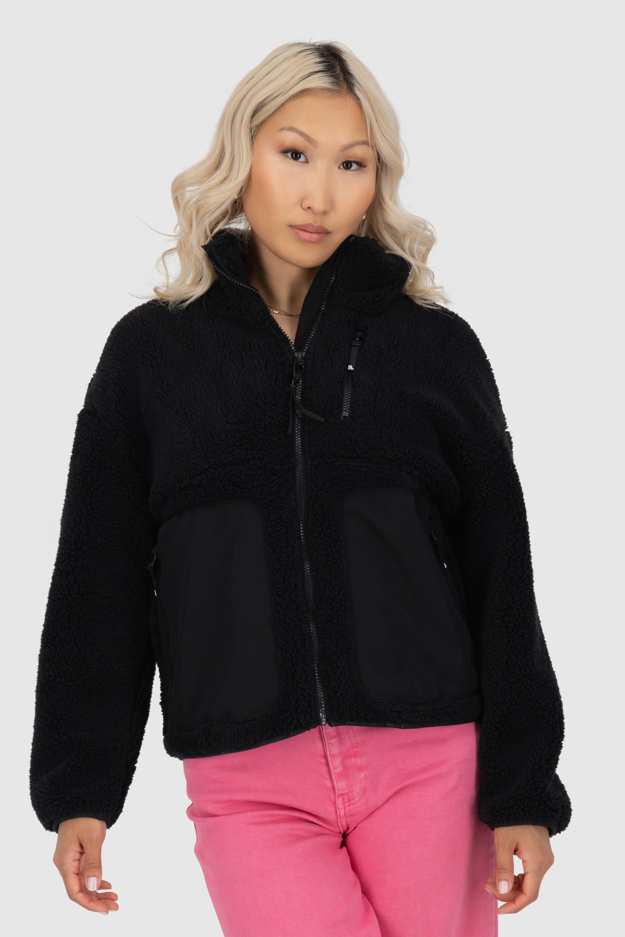 Alife & Kickin Winterjacke »Damen AnoukAK G«, ohne Kapuze, Stylische Teddy Plüschjacke mit hohem Kragen und Fleece-Innenfutter