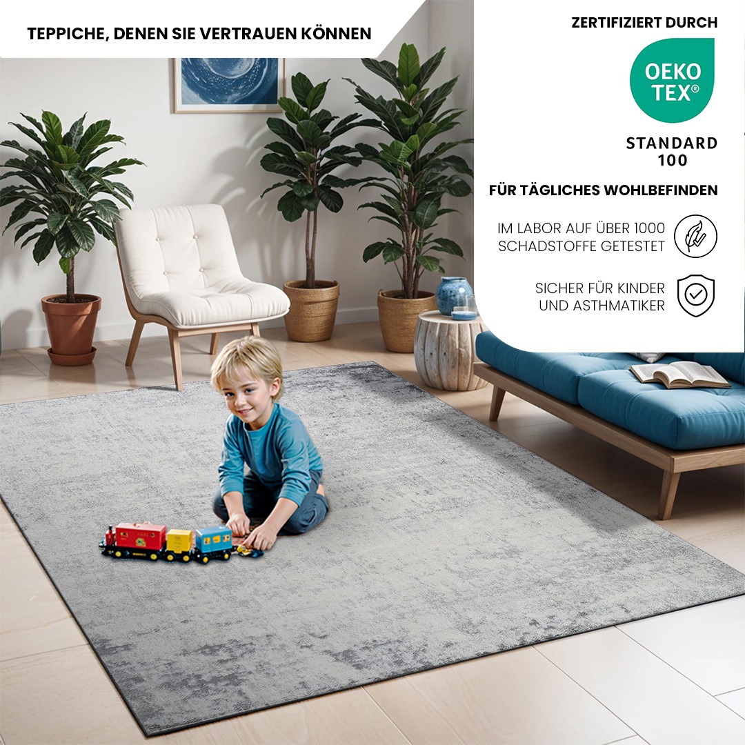 Livabliss Teppich »UTRECHT«, rechteckig, 9 mm Höhe, Designerteppich in Marmor Optik, Kurzflor Wohnzimmerteppich/Läufer