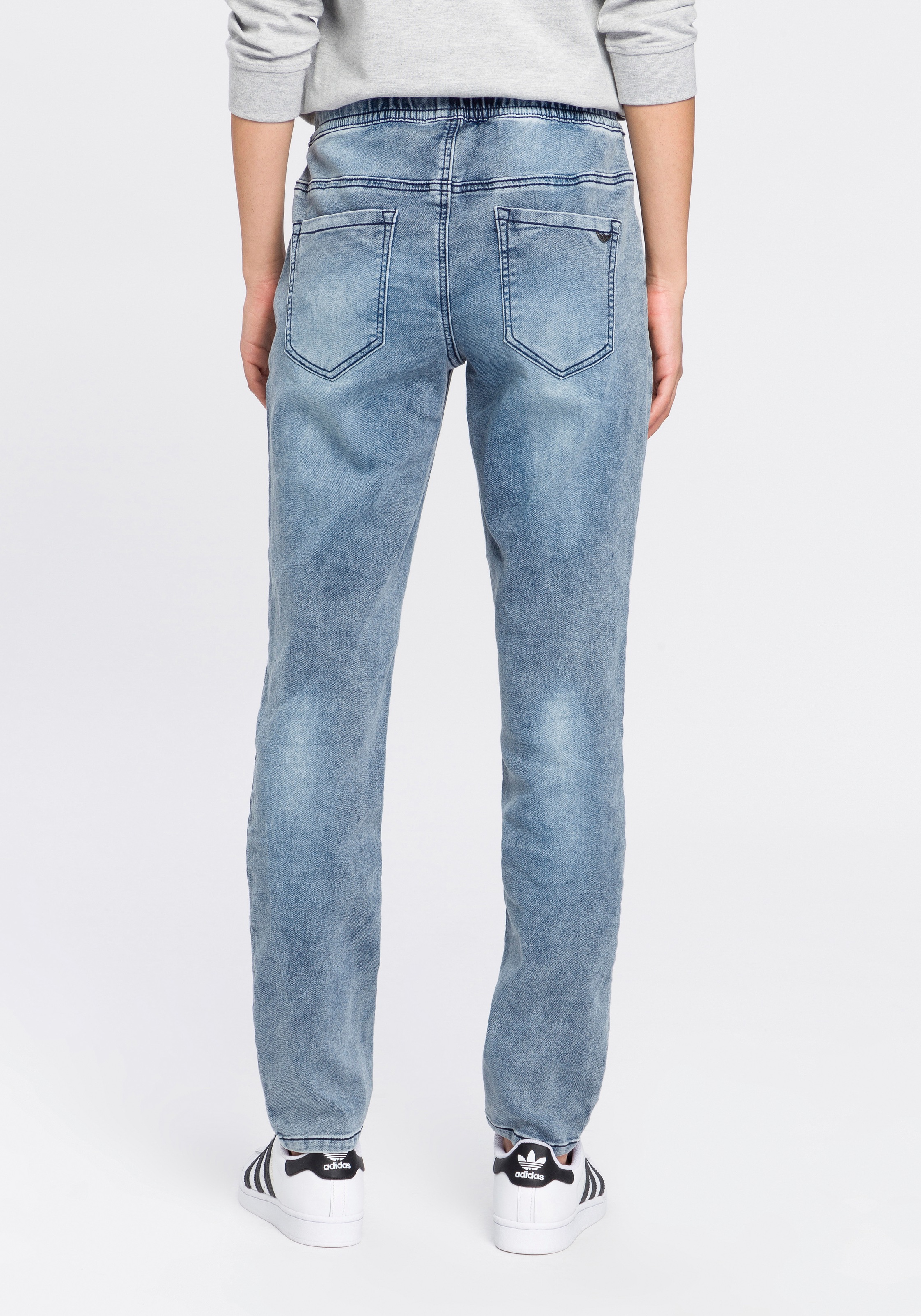 Arizona Stretch-Jeans, weites Bein, normale Leibhöhe, knöchellang, mit Used-Waschung