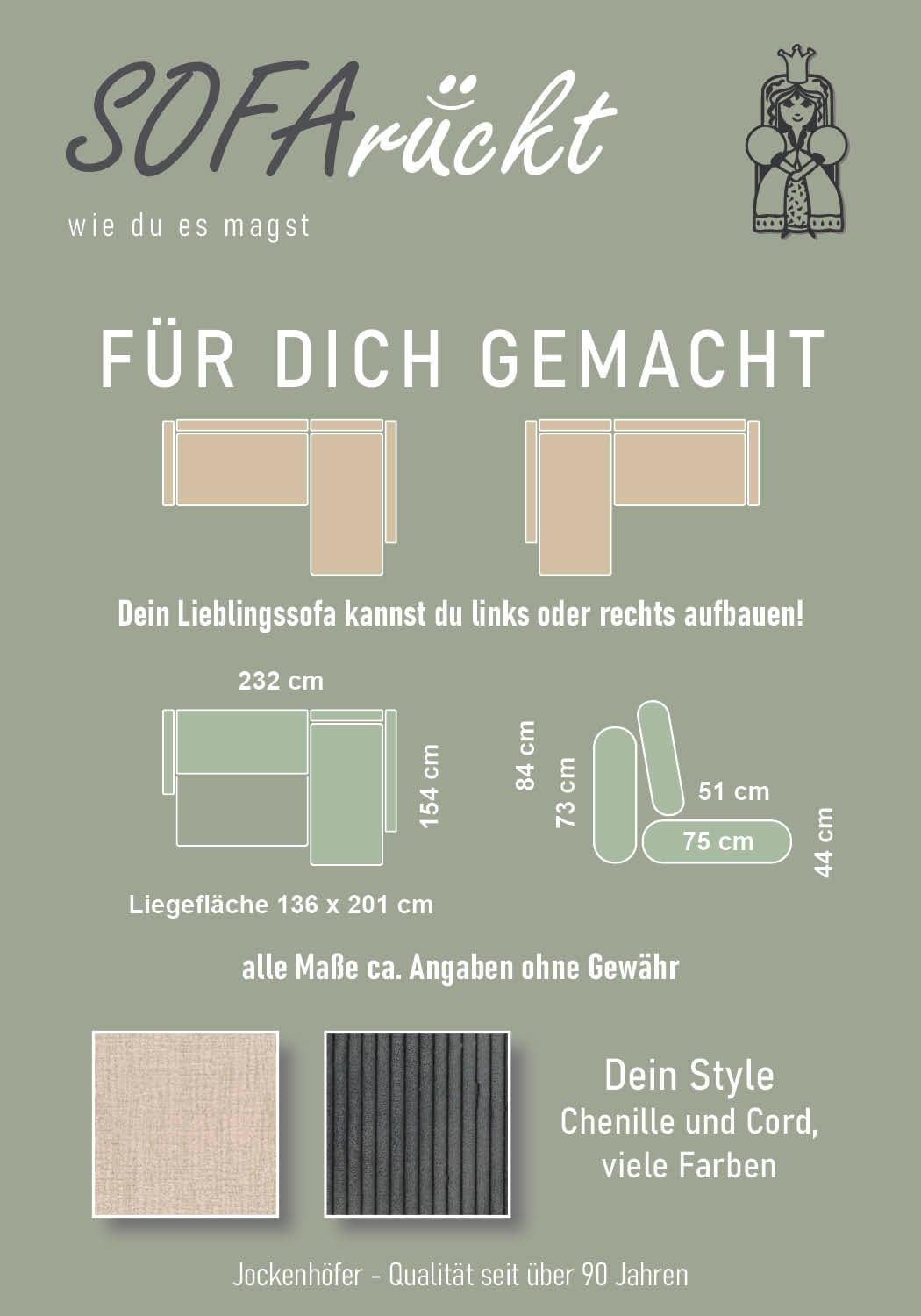 Jockenhöfer Gruppe Ecksofa »Venezia, inklusive Bettfunktion und Bettkasten« Ottomane links oder rechts montierbar, inkl. Rücken- und Zierkissen