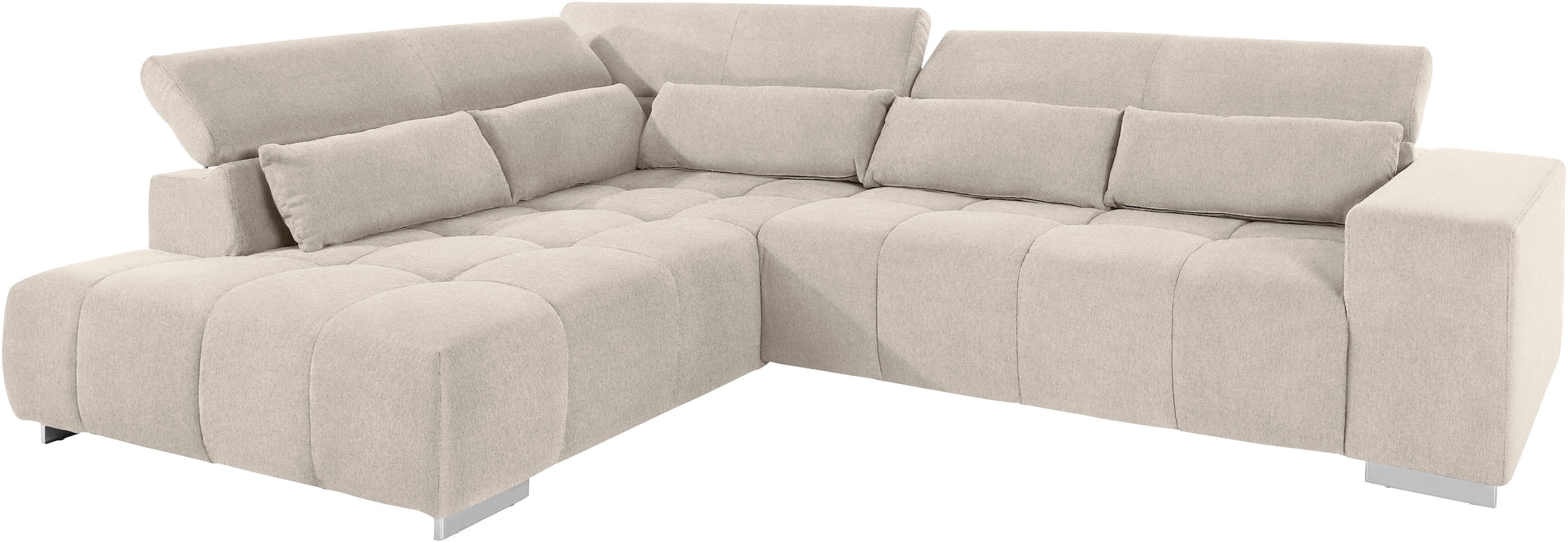 COTTA Ecksofa »Orion L-Form«, mit Kopfteilverstellung & 5 Nierenkissen
