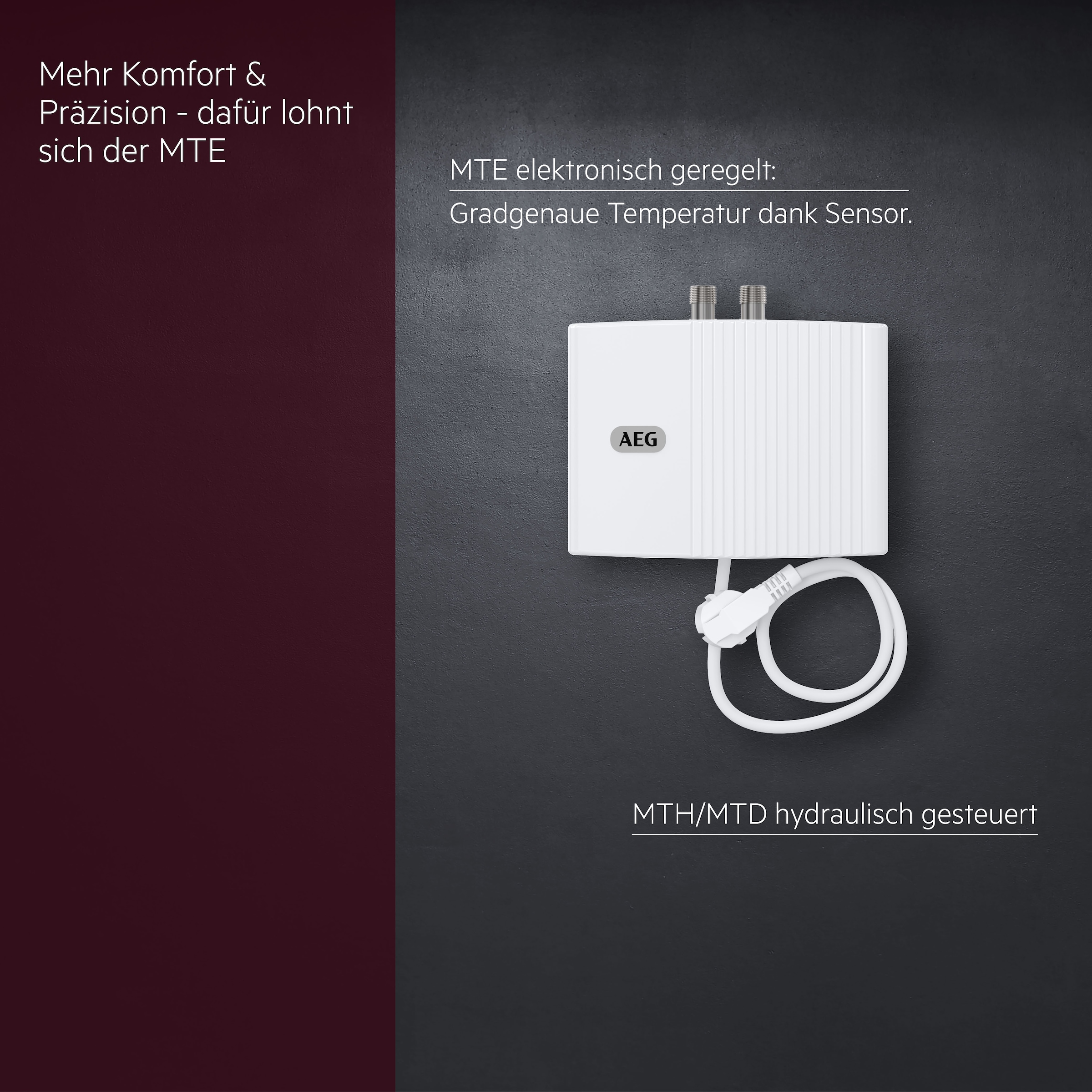 AEG Haustechnik Klein-Durchlauferhitzer »MTE 350 f. Handwaschbecken, 3,5 kW, m. Stecker« 230V, elektronisch, druckfest + drucklos