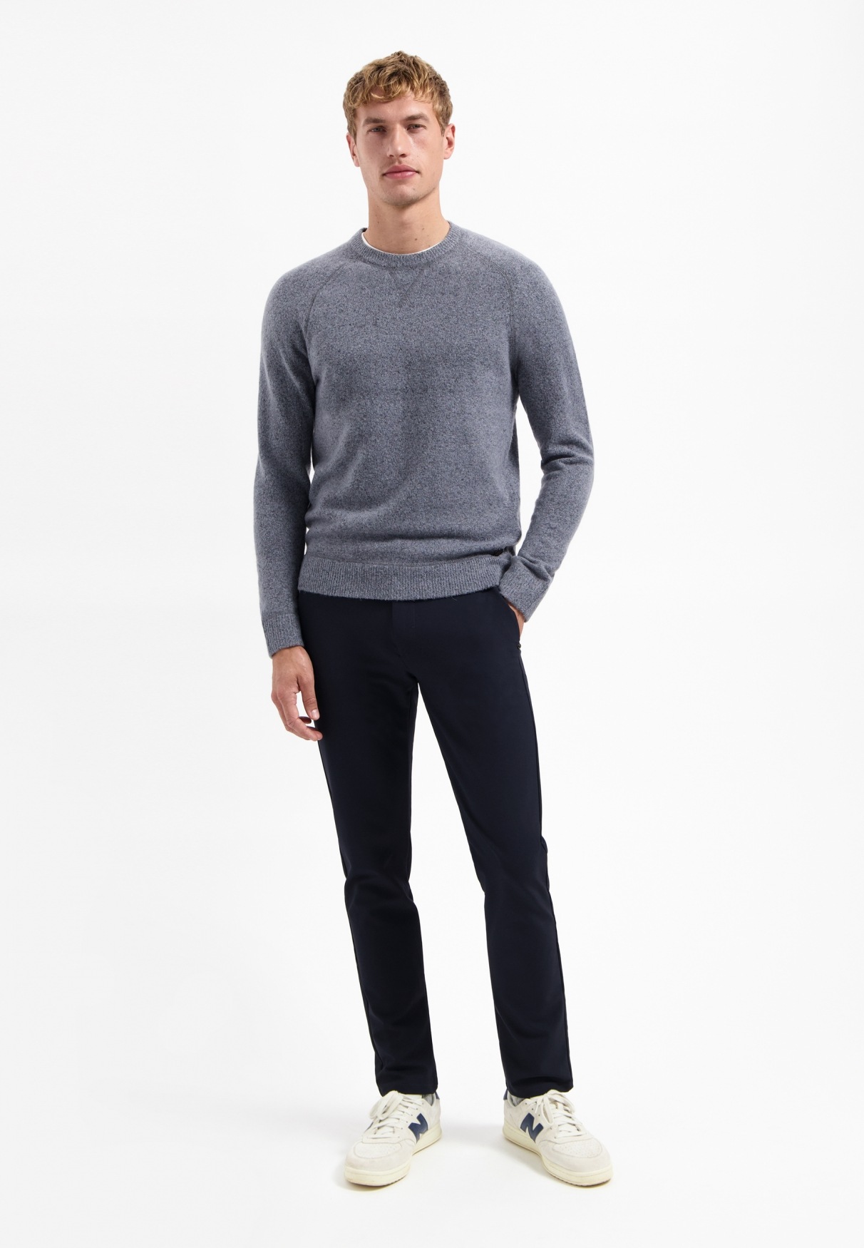 NO EXCESS V-Ausschnitt-Pullover »No Excess Melierter Wollpullover«