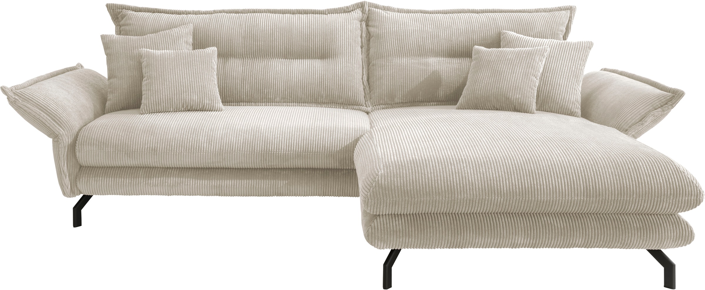 Home affaire Ecksofa »LAVA Breite 255 cm, modern und elegant, aktuelle Kissenoptik, L-Form« Armlehnen verstellbar