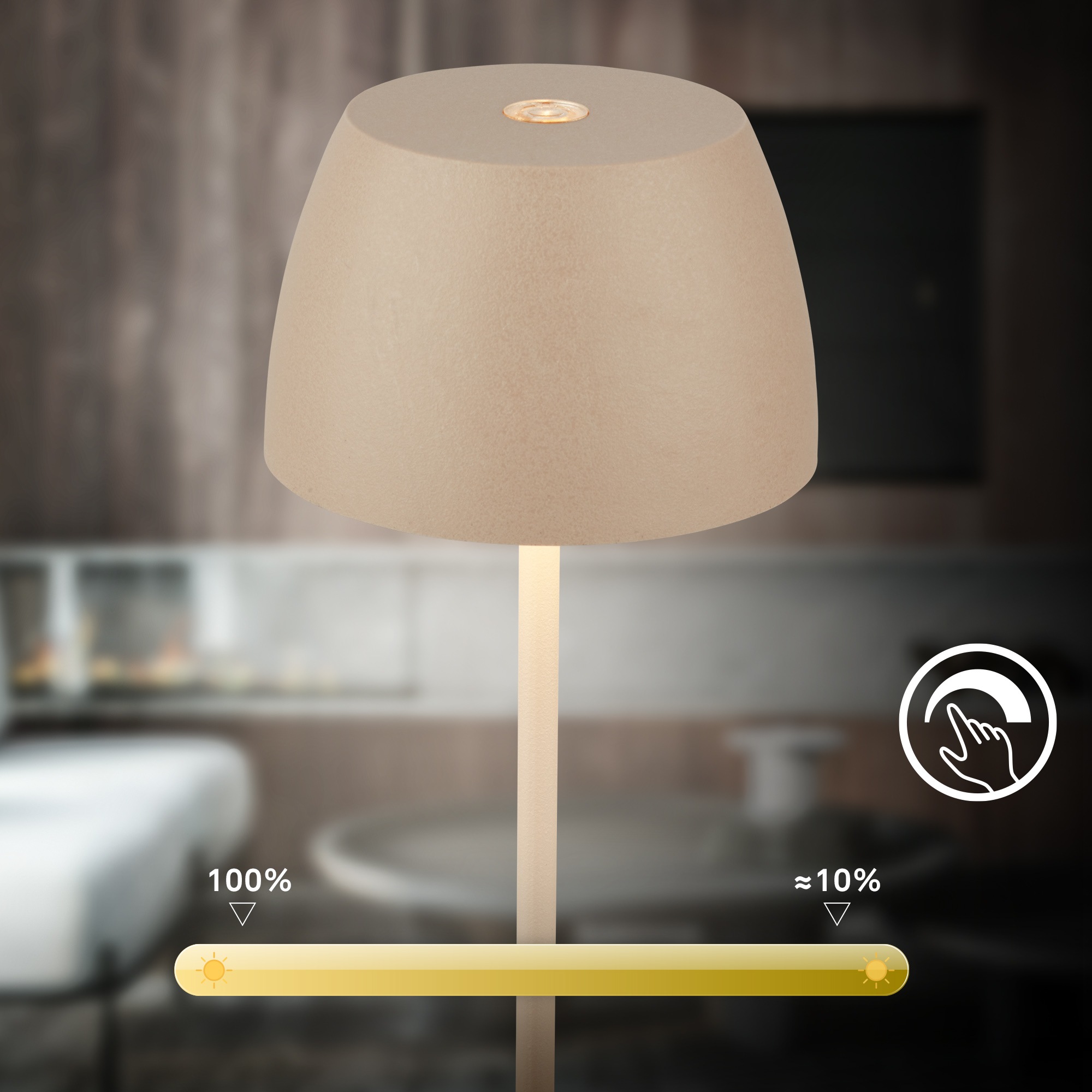 Briloner Leuchten Tischleuchte »2er Set LED Tischlampe kabellos, beige«, 2er Set Tischlampe kabellos 20x8cm Beige 2,5W