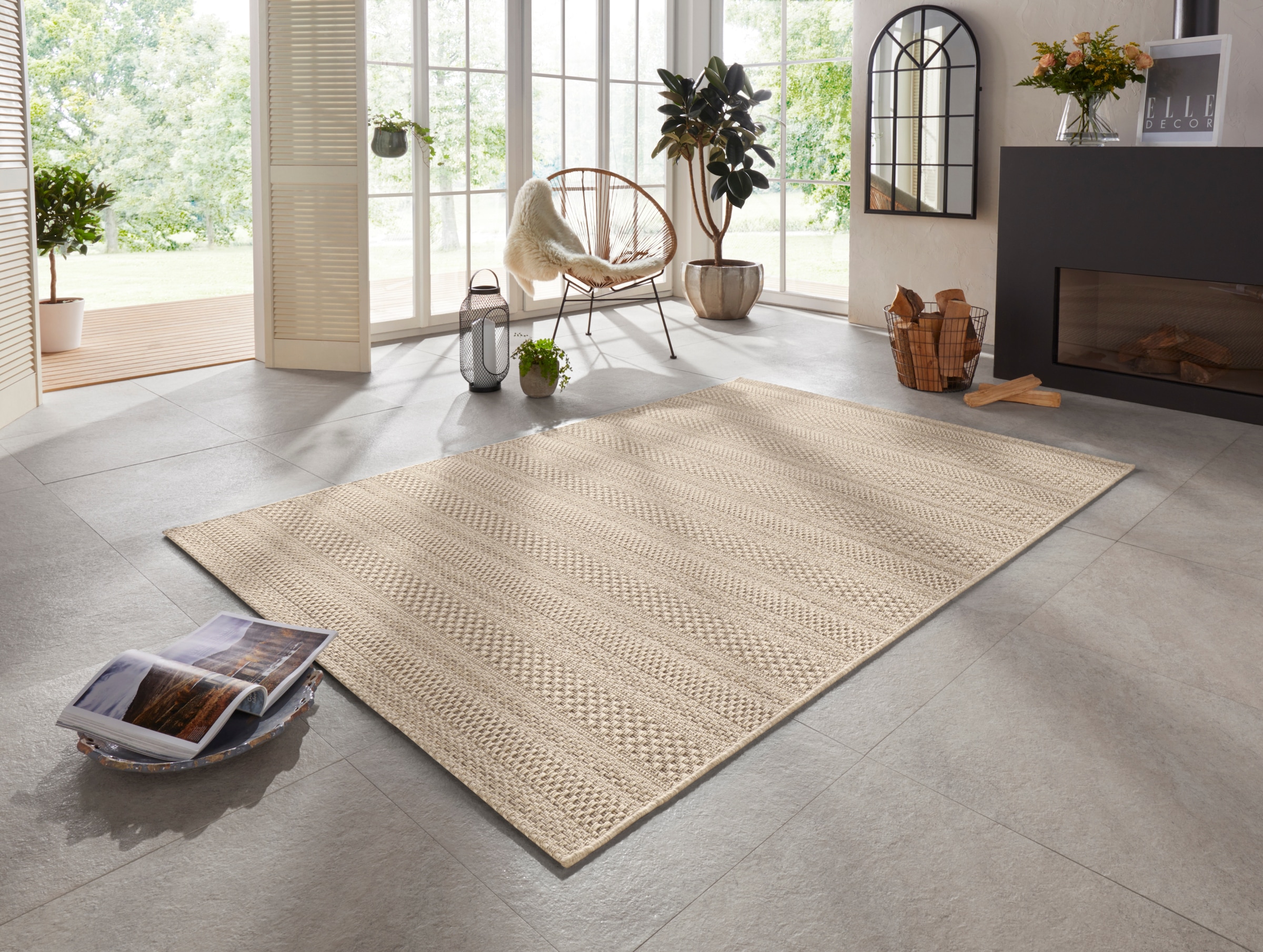 ELLE DECORATION Teppich »Arras«, rechteckig, 8 mm Höhe, In-& Outdoor, Wetterfest, Balkon, Garten, Wohnzimmer, Sisal Optik