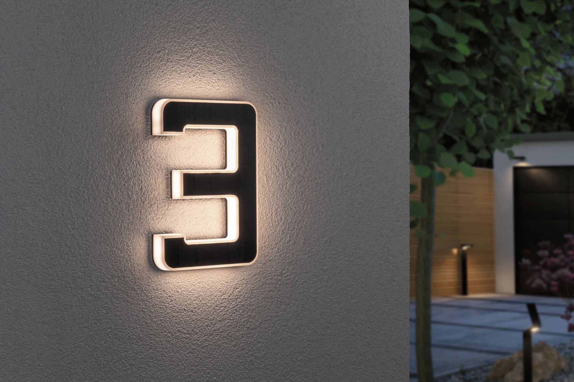 Paulmann LED Außen-Wandleuchte »Solar Hausnummer«, 1 flammig, Leuchtmittel LED-Modul | LED fest integriert, LED-Modul, Hausnummern, Buchstaben wählbar, Akku wechselbar